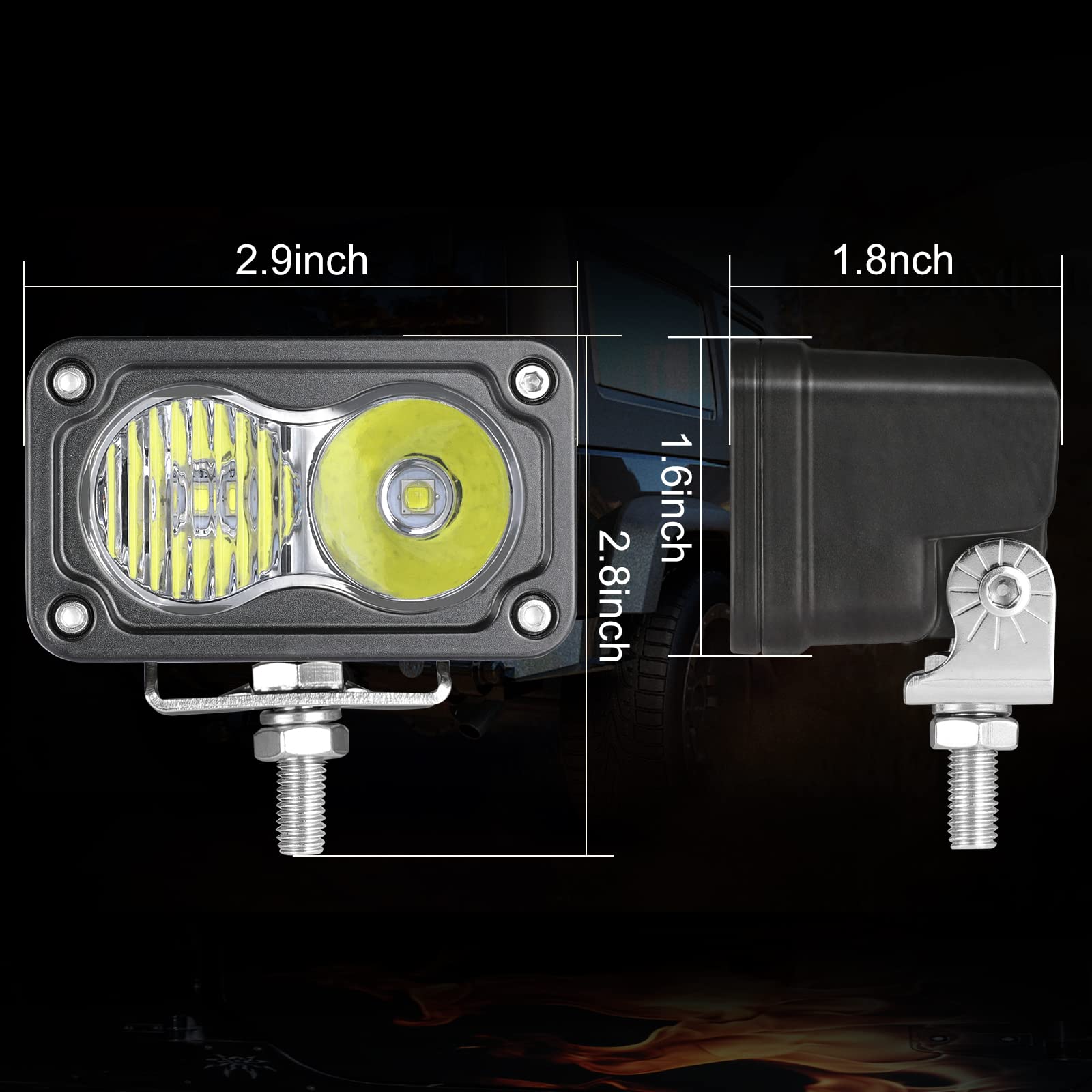 3 Inch 40W LED Pod Lights 2Pcs - Super Bright Off Road Spot & Flood Light Combo for Truck, ATV, UTV, SUV, Motorcycle, Boat - Waterproof Fog Lights for Bumper, Work & Night Driving