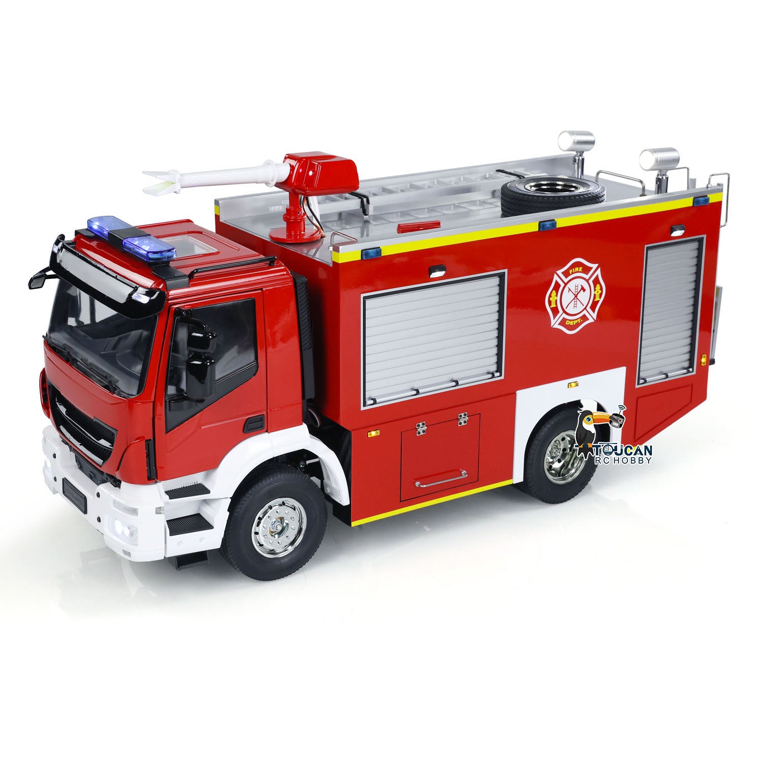 1/14 Scale RC Fire Truck - 4x2 Remote Control Fire Rescue Vehicle with 2-Speed Transmission, LED Lights & Sound Effects - ST8 System for Hobbyists & Collectors - Perfect for Playtime, Gifts & Model Displays