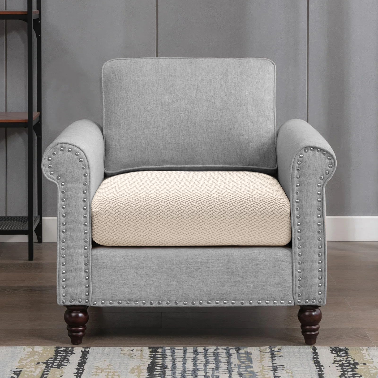 Waterproof Stretch Sofa Cushion Covers - Washable Furniture Protector Slipcovers for Armchair, Loveseat & Sofa (Beige, 1 Piece) | Spill-Proof & Pet-Friendly Home Decor for Living Room, Bedroom & Office