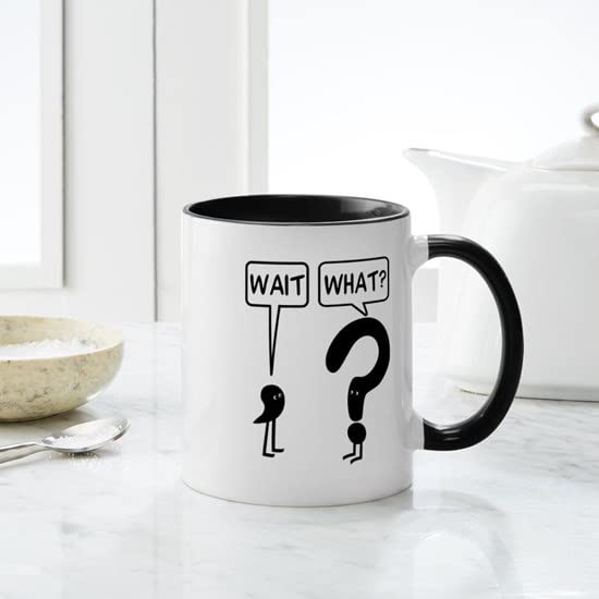 Wait, What? 11 oz (325 ml) Ceramic Coffee Mug - Funny Novelty Gift for Office, Home & Coffee Lovers - Perfect for Tea, Hot Chocolate & Morning Brews