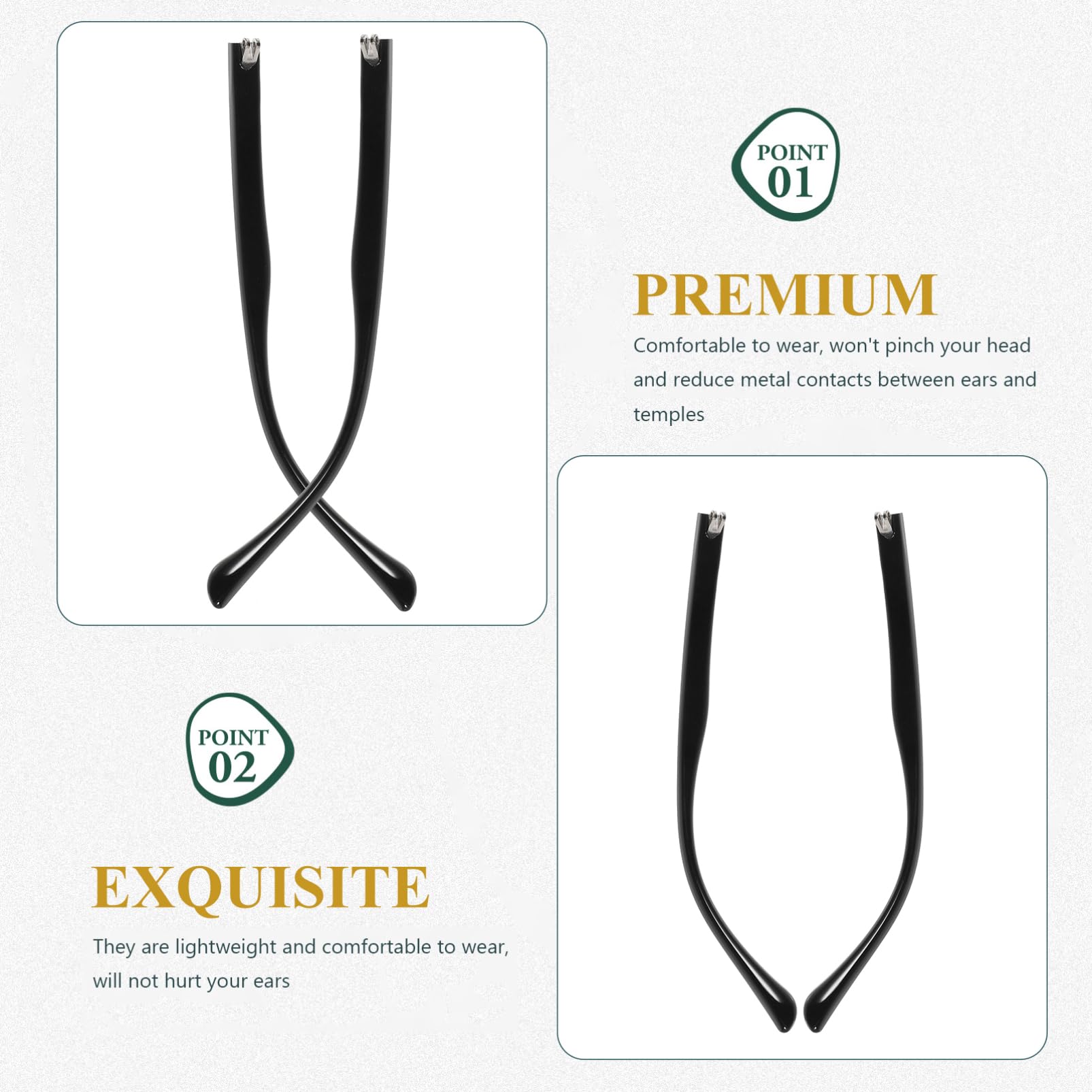 BUTIFULSIC Metal Glasses Repair Kit - 1 Pair Durable Glasses Temple Arms, Sunglasses Replacement Parts & Eyewear Accessories | Perfect for Broken Frames, DIY Fixes & Eyeglass Maintenance