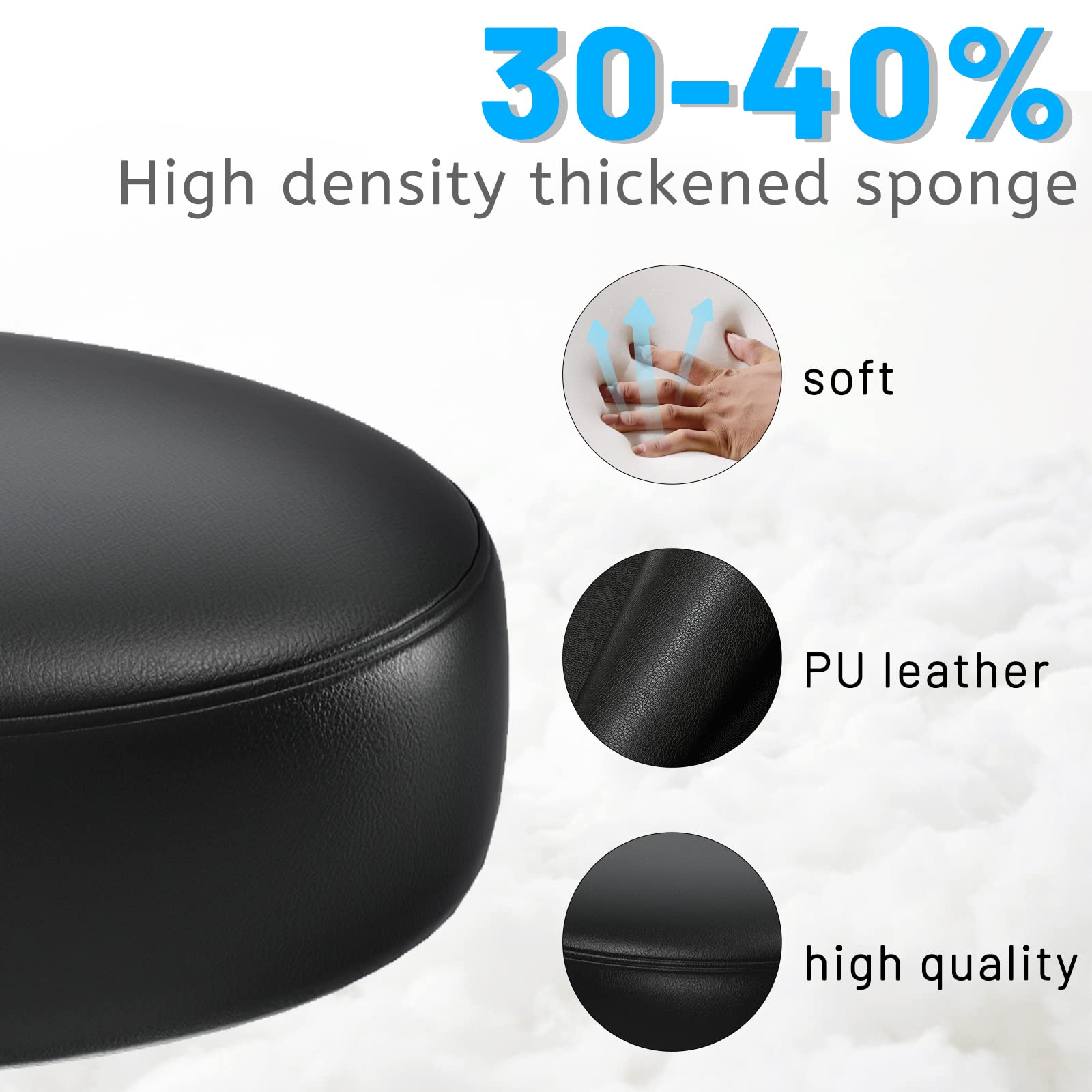 Professional Salon Rolling Stool with Wheels - Heavy Duty Adjustable Lash Chair for Tattoo, Massage, Nail Salon & Spa - 360° Swivel Leather Stool with Thick Padding - Black - Perfect for Beauty Professionals, Artists & Classroom Teaching