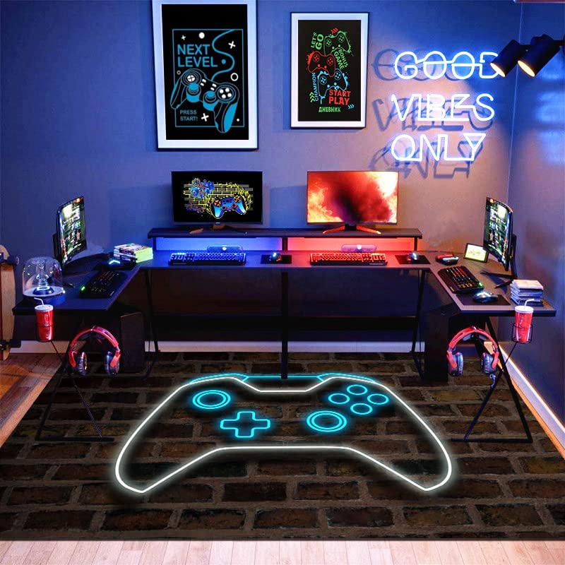 Washable 20x31 Inches Gaming Room Rug - Video Game Themed Decor for Bedroom, Living Room & Gamer Area | Perfect for Esports Enthusiasts & Game Night Setup