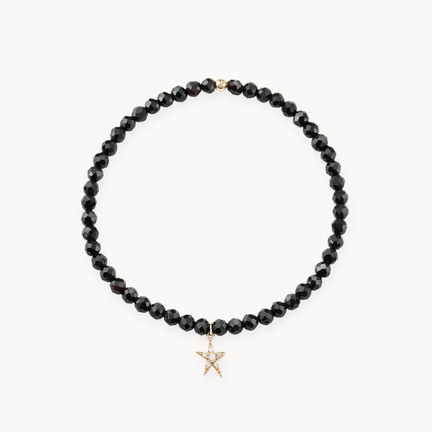 14K Yellow Gold Black Spinel Stretch Bracelet - Guidance Bright Star Jewelry for Women, Perfect for Gifts, Parties & Everyday Wear