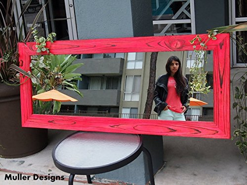 Full-Length Floor Mirror, Wall Mirror & Vanity Mirror - Elegant Red Framed Mirror for Bedroom, Living Room & Dressing Area - Perfect for Home Decor, Outfit Checks & Makeup Application