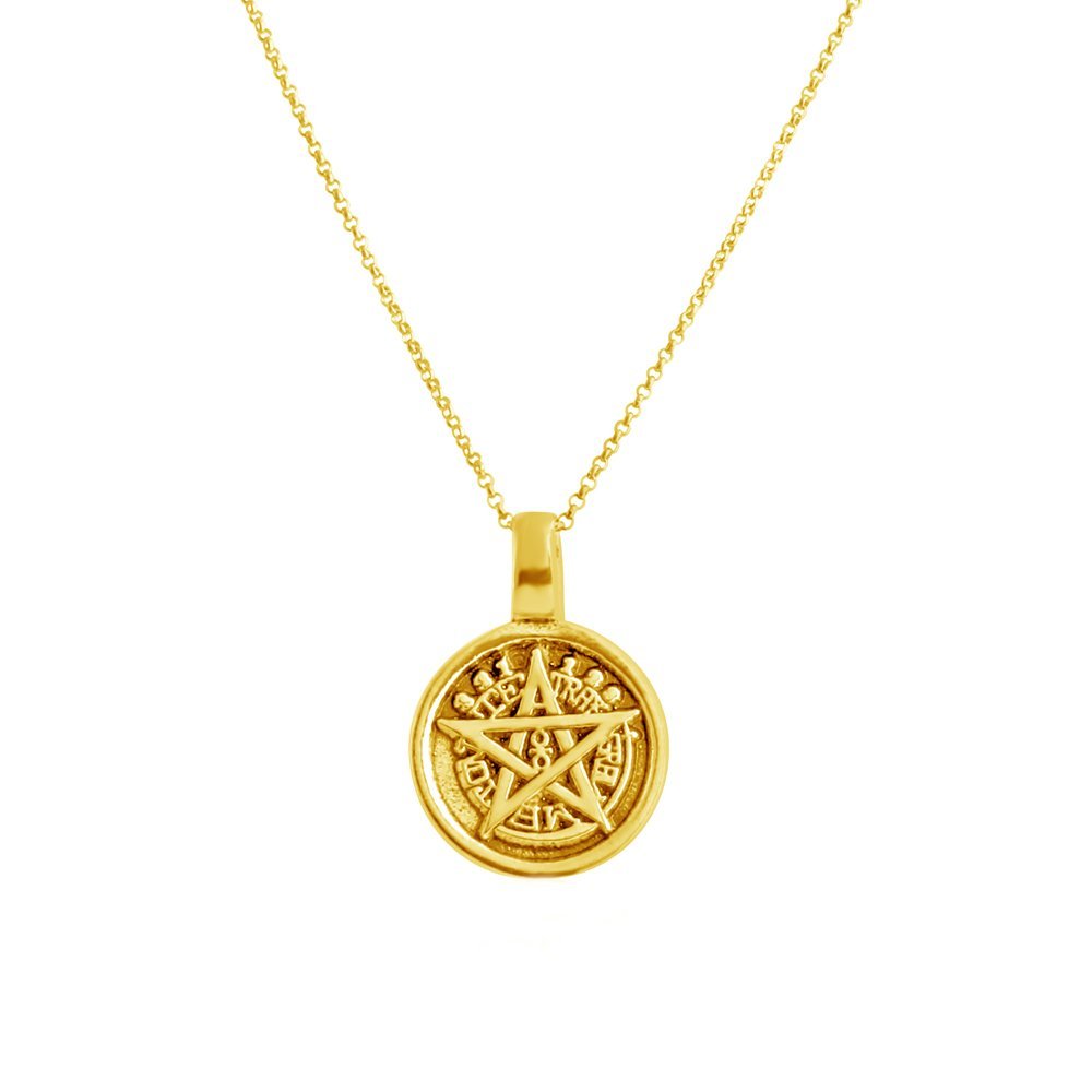 Gold Plated Silver Pentagram 5-Pointed Star Pendant Necklace with Lobster Clasp - Unisex Handcrafted Jewelry for Men & Women - Perfect Gift for Holidays, Birthdays & Spiritual Protection