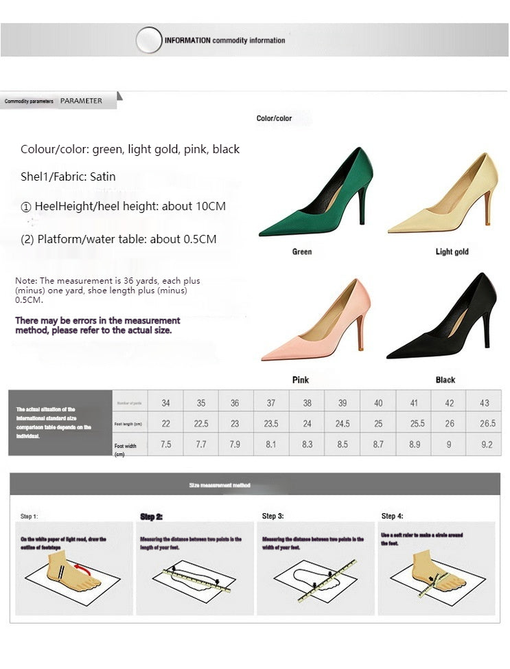 Elegant Green Satin Pointy Toe Stiletto Heels - Women's High Heel Pumps for Parties, Weddings & Evening Events - Fashionable Dress Shoes for Special Occasions