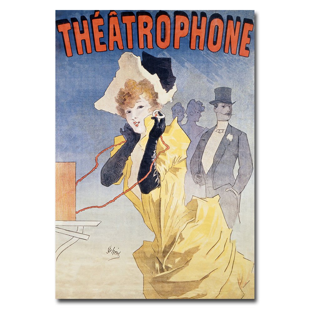 Jules Cheret Theatrophone Canvas Art Print - 16x24 Inch Vintage Theater Poster Wall Decor - Perfect for Living Room, Bedroom & Office Aesthetic