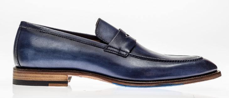 JOSE REAL AMBERES LOAFER - Handmade Italian Leather Slip-On Shoes for Men in Deep Blue | Perfect for Business Casual & Formal Occasions