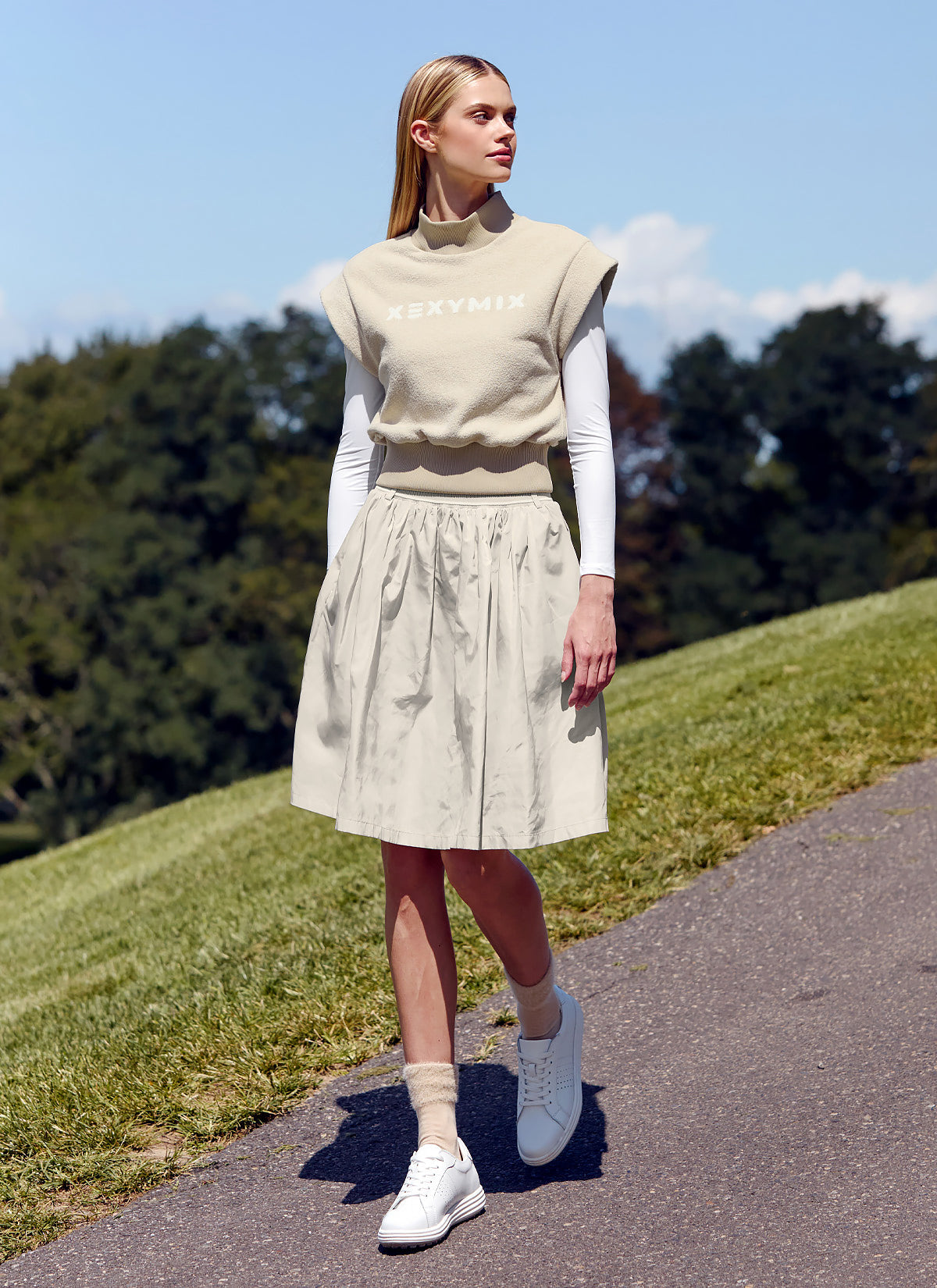 Stylish Banding Waist Midi Skirt for Women - High Waist Stretchy Flowy Skirt - Perfect for Office, Date Night & Casual Outings