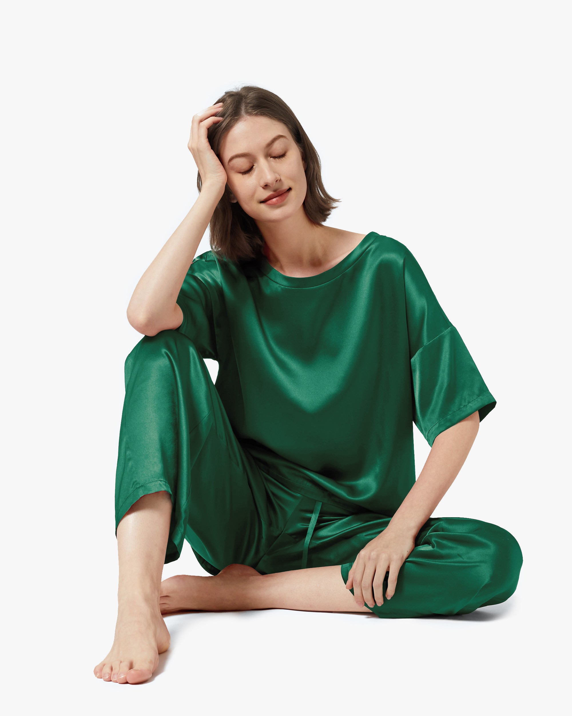 Sunday Morning Silk Pajamas for Women - Luxury Comfortable Sleepwear Set - Perfect for Relaxing at Home, Lounging & Gift Giving