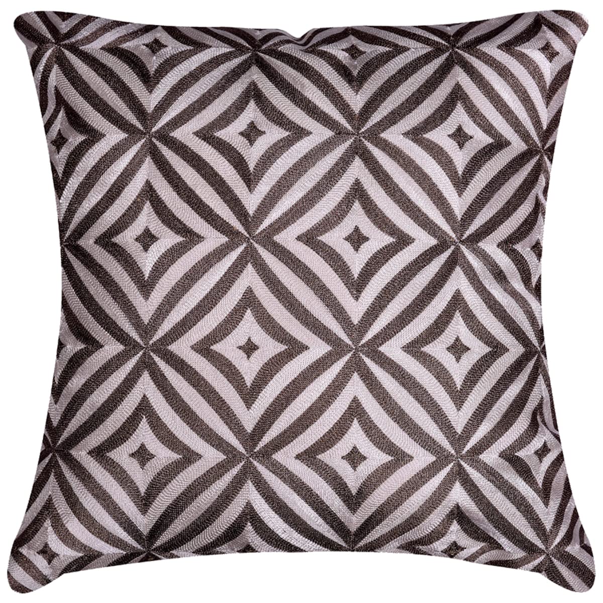 Decozen Embroidered Zipper Pillow Covers Set of 4 - 20x20 Inch Beige Brown Decorative Cushion Cases for Sofa, Couch, Bed & Home Decor | Perfect for Living Room, Bedroom & Office Styling