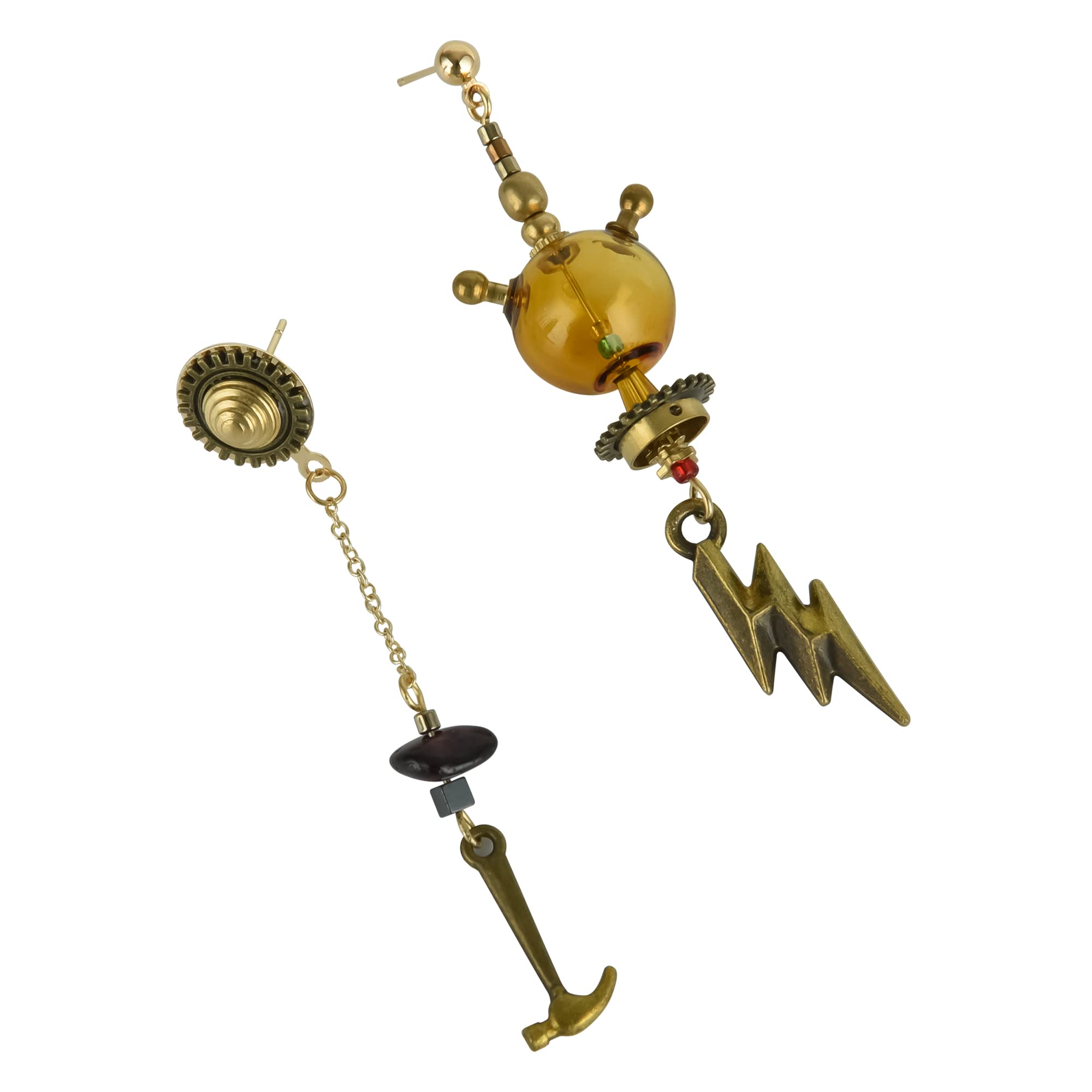 Steampunk Earrings for Women - Unique Mismatched Dangle Earrings with Lightning Gear Design | Perfect for Gothic, Cosplay & Alternative Fashion