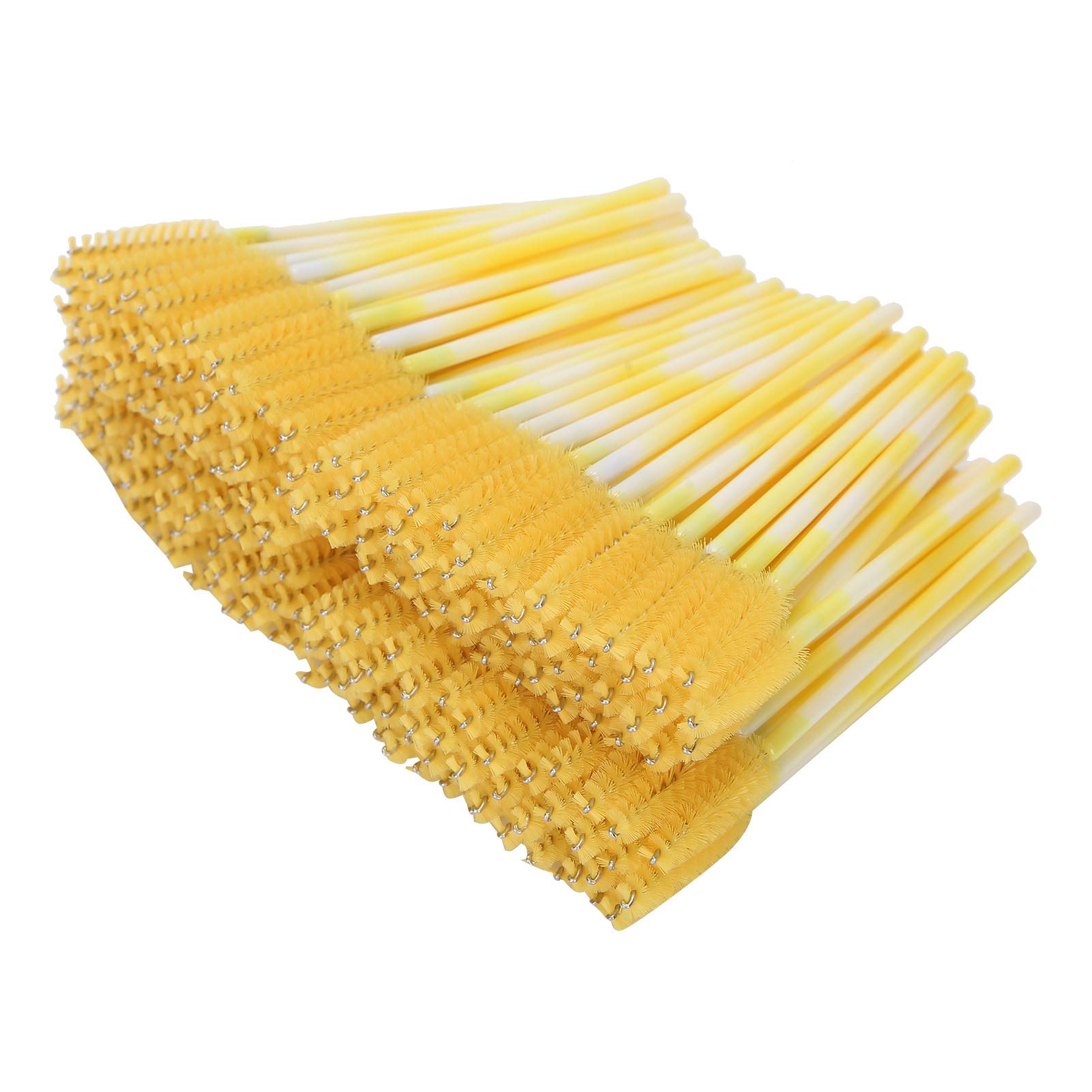 200pcs Mascara Wands - Disposable Eyelash Extension Brushes, Portable Travel Spoolies for Professional Makeup & Lash Extensions (Yellow) | Perfect for Salons, DIY Beauty & On-the-Go Touch Ups