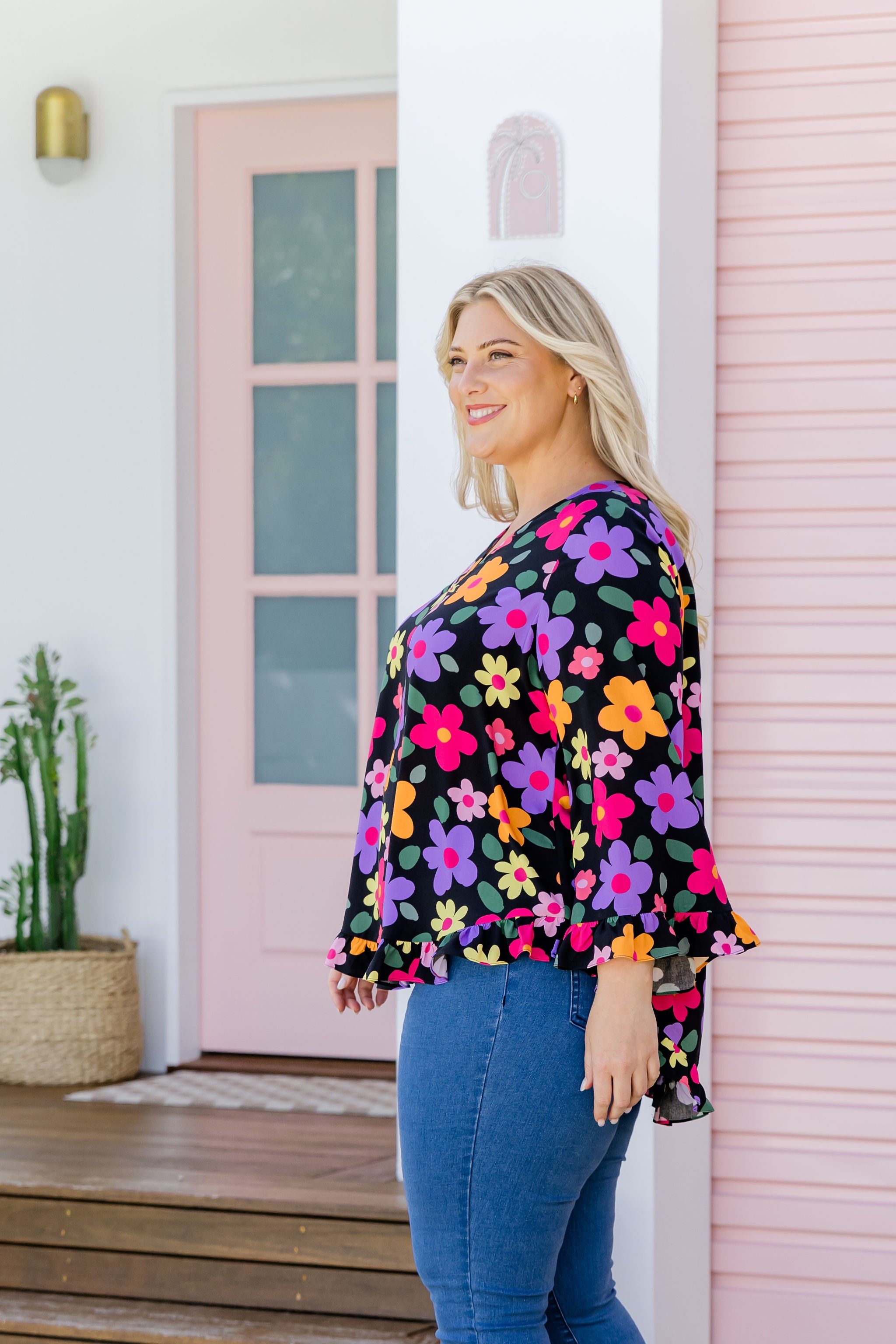 Natalie Women's Long Sleeve Blouse Floral Print Tops for Casual Wear, Office & Date Night Outfits
