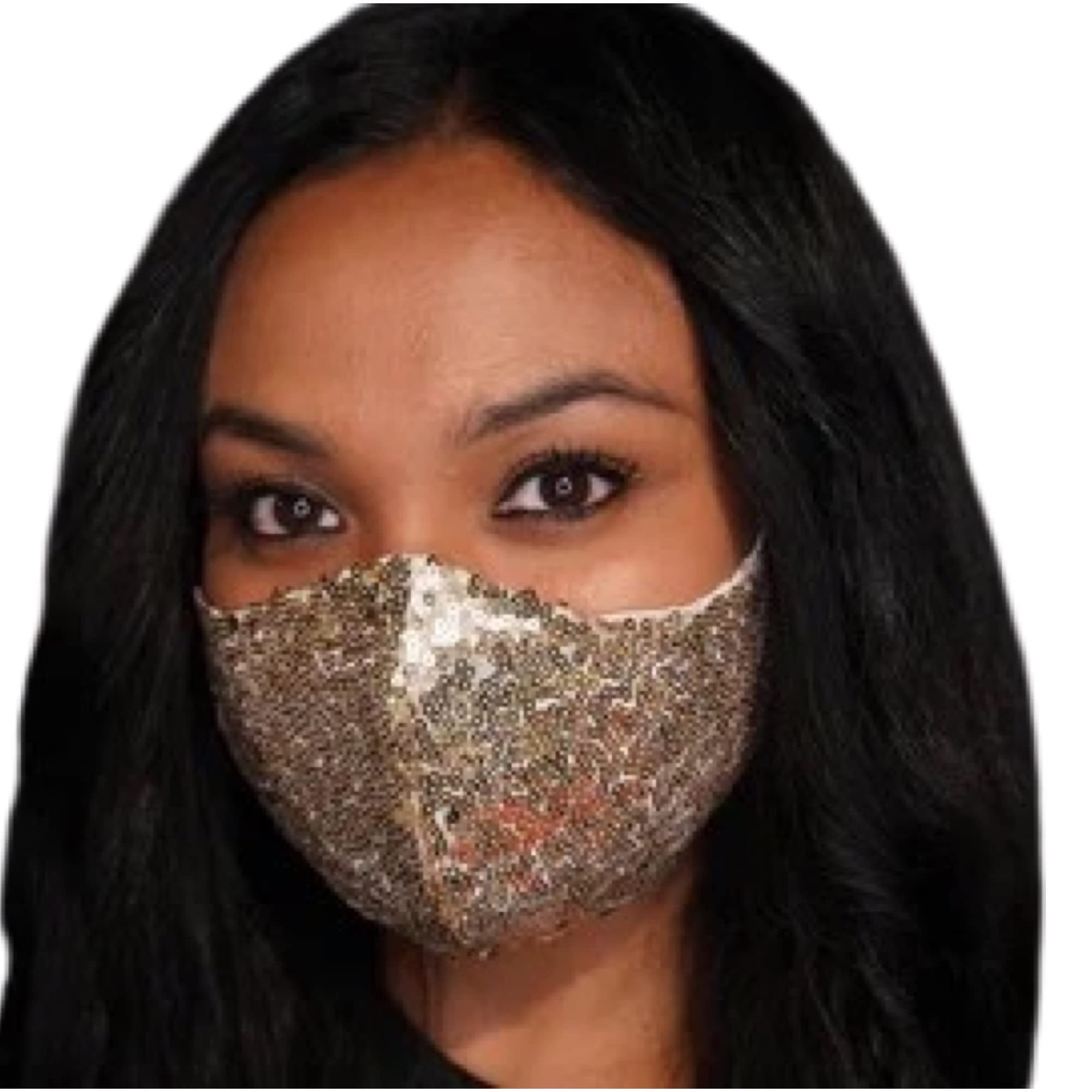Sparkly Rose Gold Sequin Face Masks for Women - Elegant Wedding & Party Masks - Perfect for Prom, Bridal Showers & Special Occasions