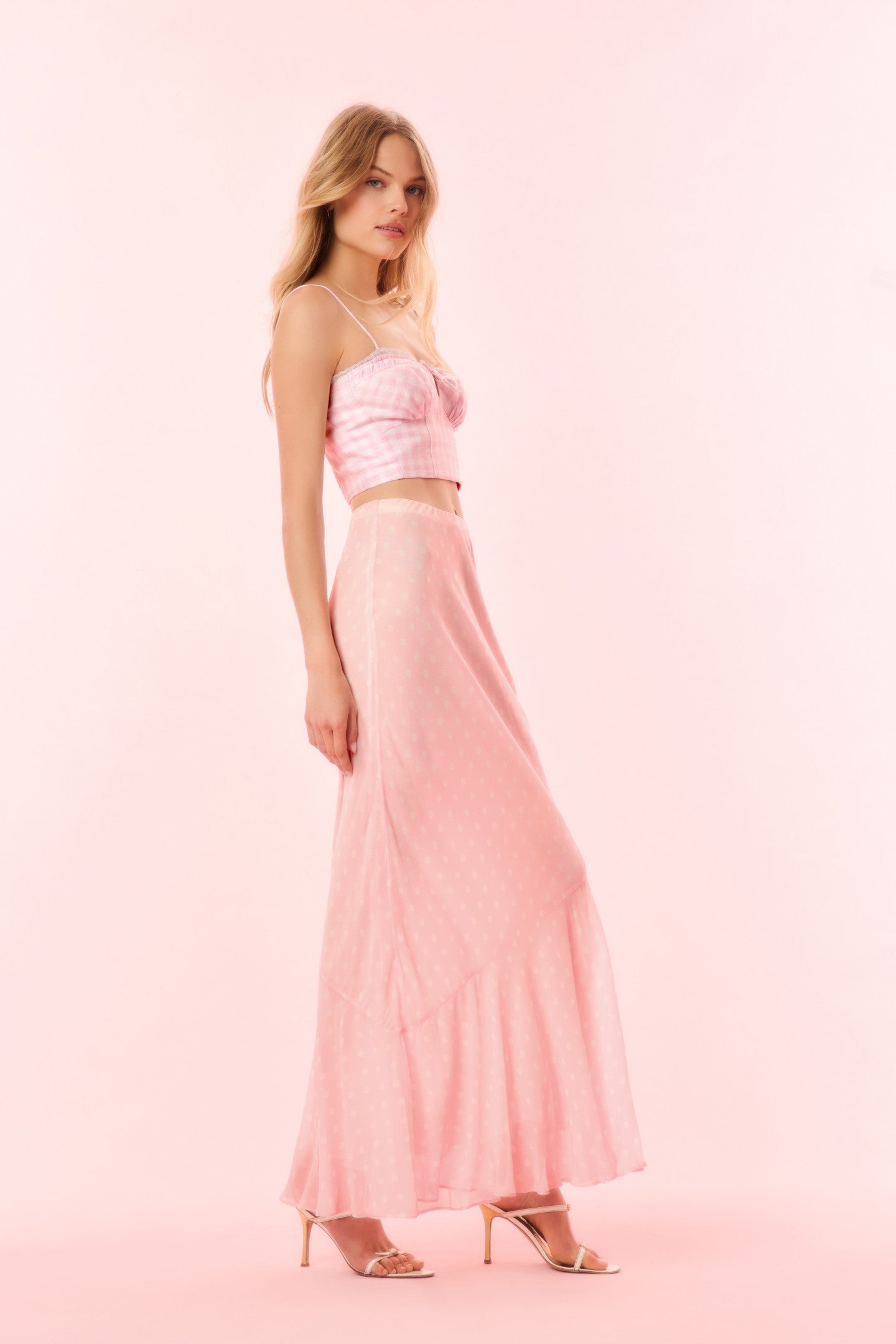 Tesleigh Chiffon Polkadot Maxi Skirt - Flowy Long Summer Skirt for Women, Boho Beach Dress with Elastic Waist, Perfect for Vacation, Party & Casual Wear