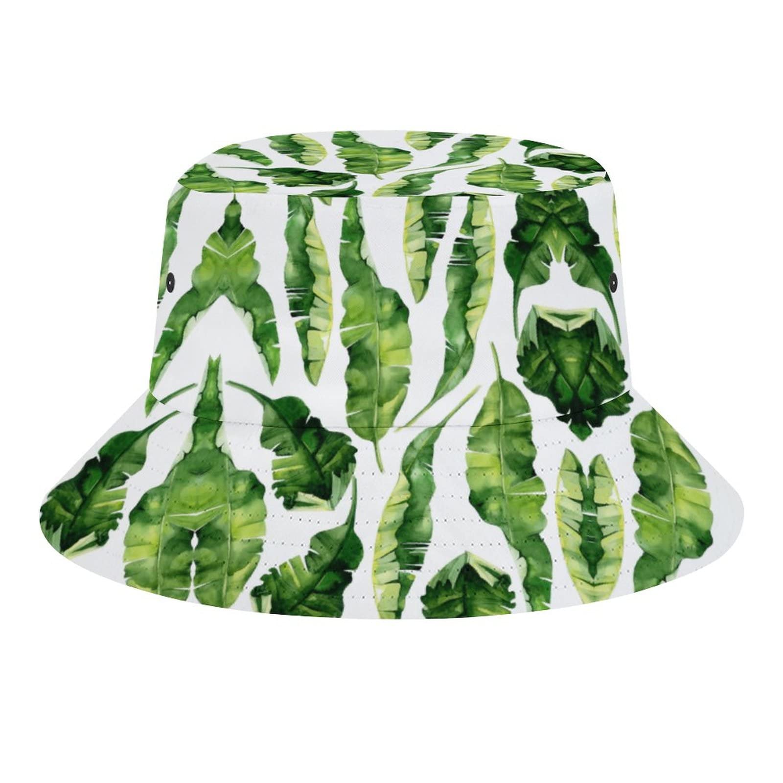 Tropical Leaf Print Bucket Hat for Women & Men - Packable Sun Hat for Beach, Travel & Outdoor Activities - Unisex Summer Fisherman Cap