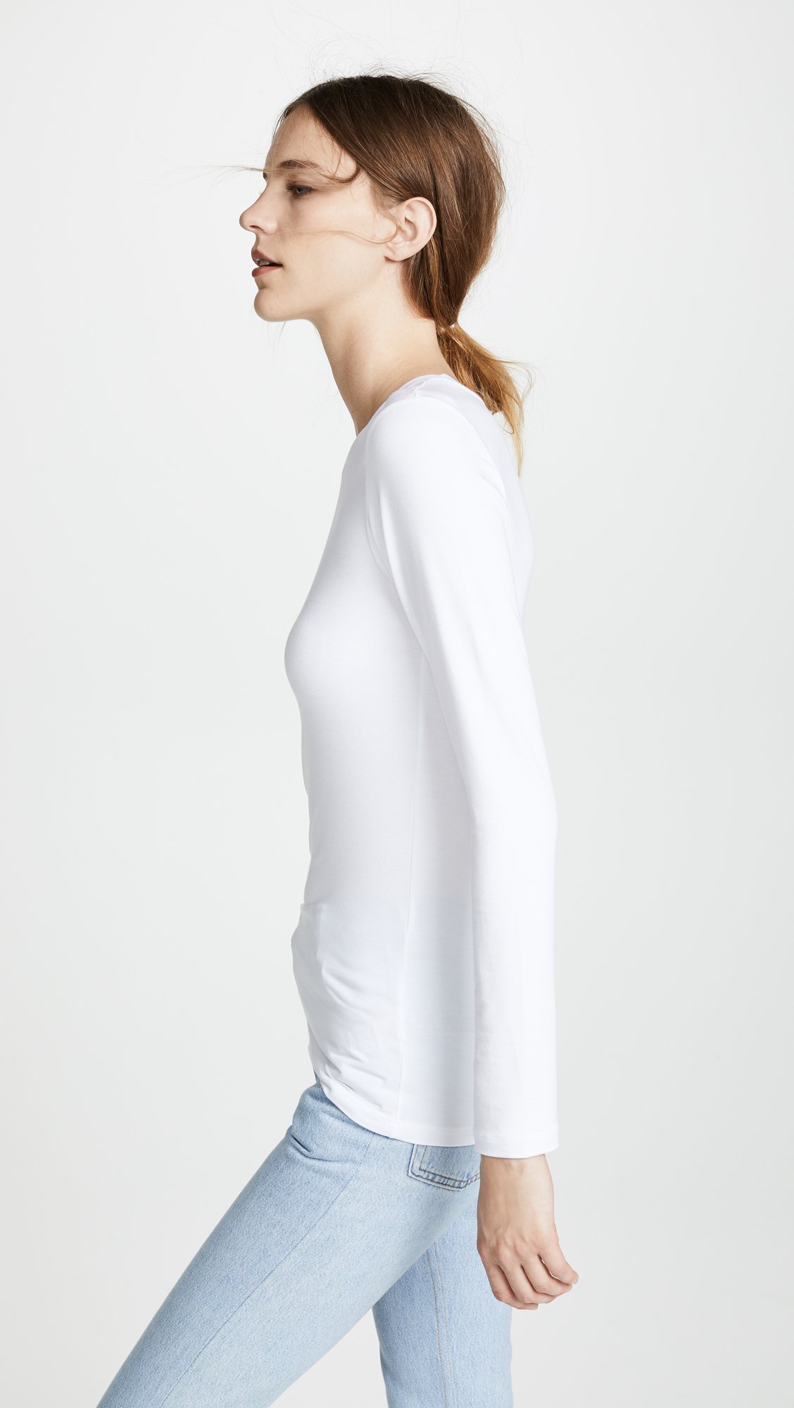 L'AGENCE Women's Crew Neck Tess Shirt - Soft Cotton Casual Blouse for Work & Everyday Wear | Perfect for Office, Date Night & Weekend Outfits