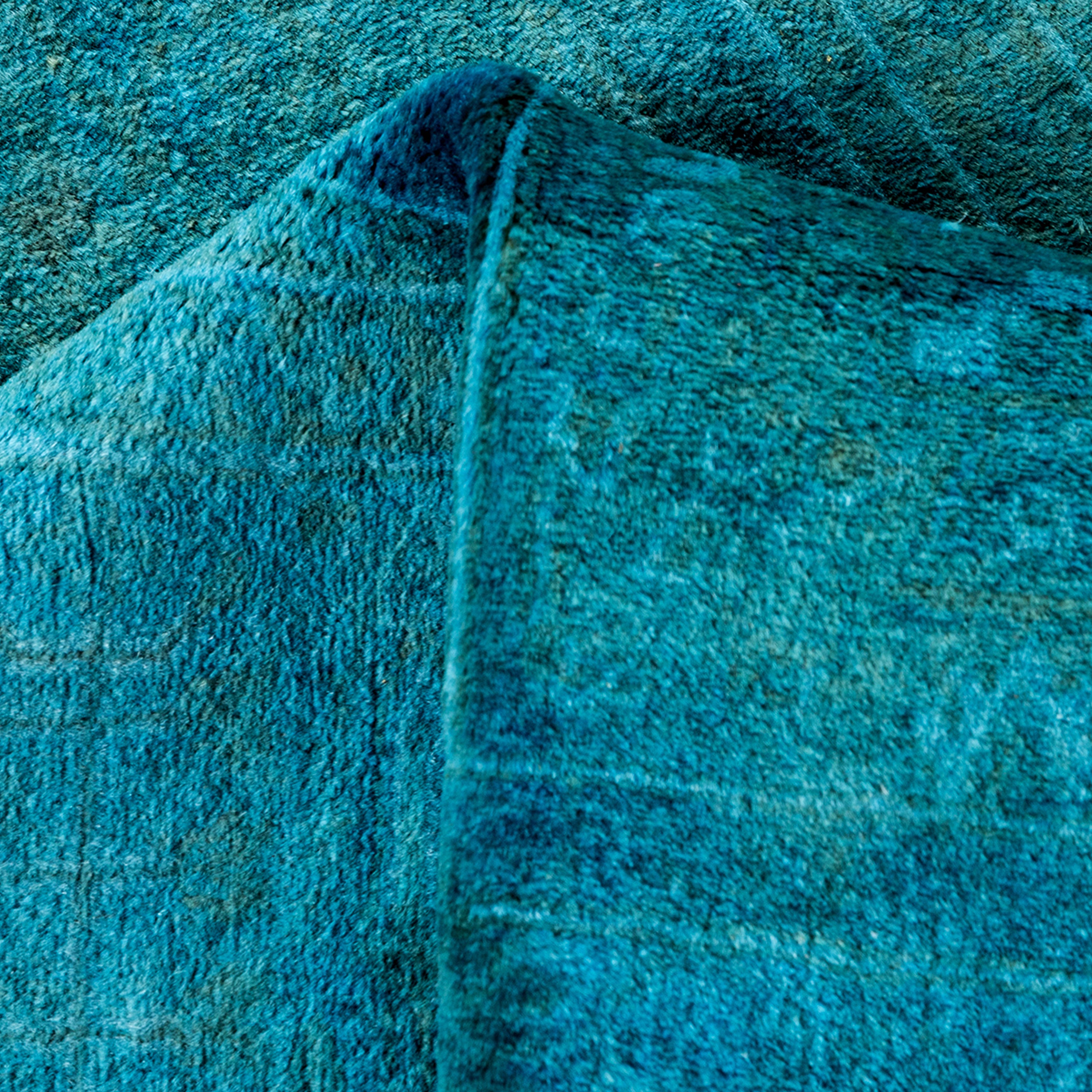 Blue Overdyed Wool Runner Rug 3'2 x 20'4 - Soft Vintage Style Area Rug for Living Room, Bedroom & Hallway