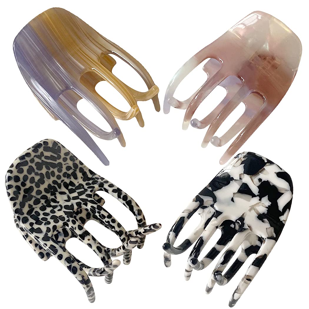 Licogel Small Hair Claw Clips for Women - 4PCS Set, Decorative Cow Print Mini Hair Barrettes, Fashion Hair Accessories for Ponytails & Updos - Perfect for Work, Parties & Everyday Styling