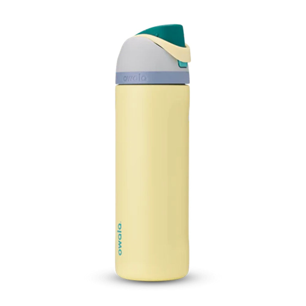 Owala FreeSip 24oz Stainless Steel Water Bottle with Straw - Insulated, Leak-Proof, BPA-Free - Sunny Daze (Grey/Yellow) - Perfect for Gym, Hiking, Travel & Everyday Hydration