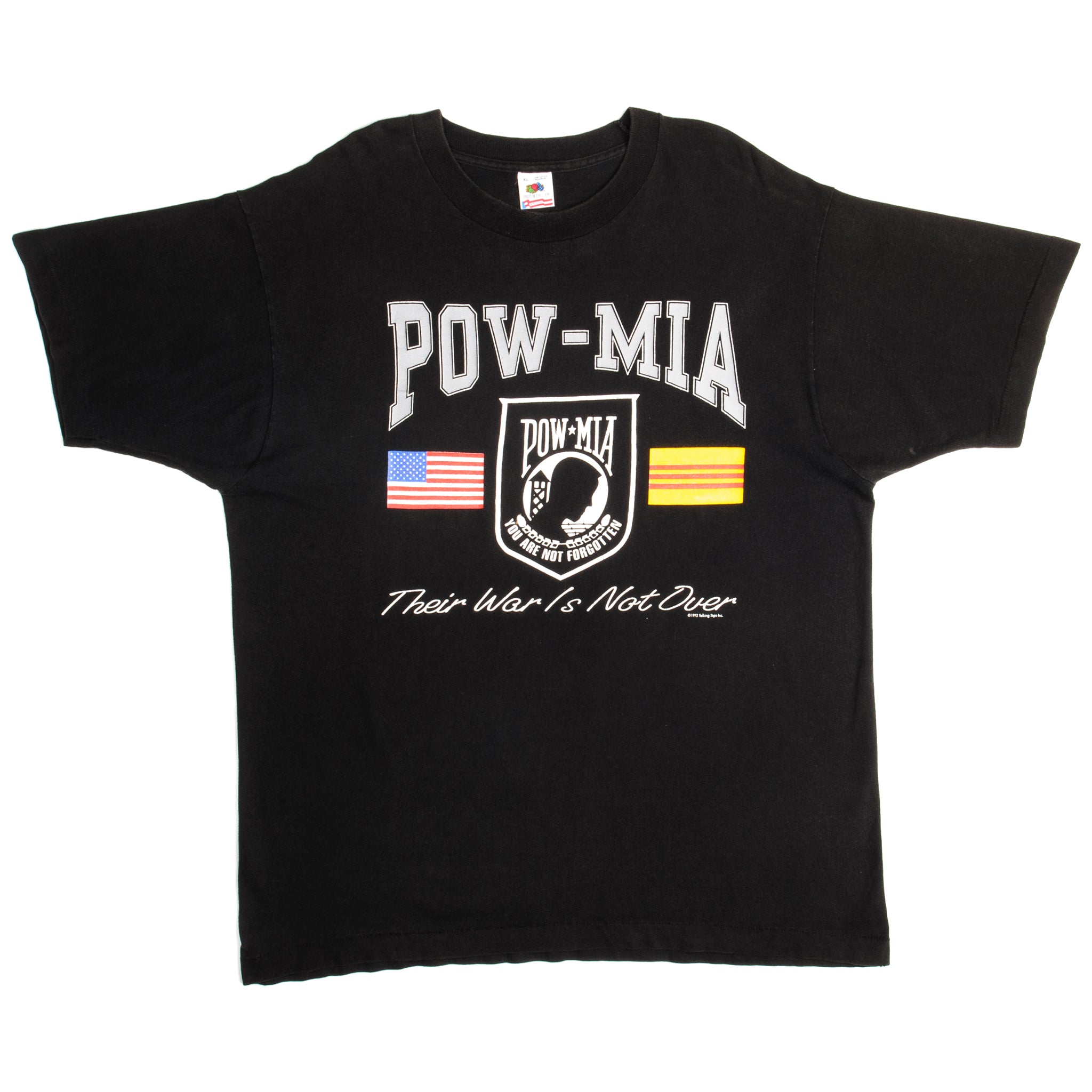 Vintage POW MIA Graphic T-Shirt 1992 - XL Size, 100% Cotton, Made in USA - Military Apparel & Patriotic Casual Wear
