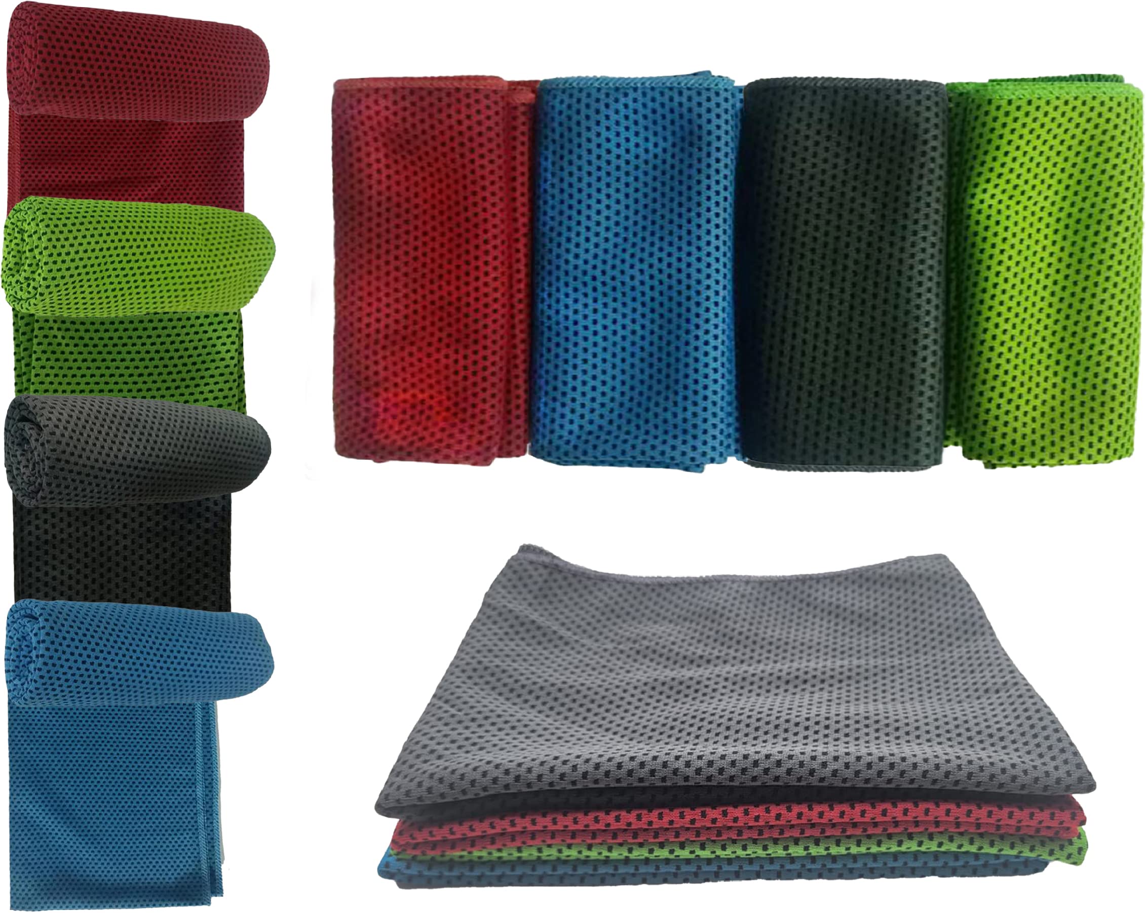 4-Pack Cooling Yoga Towels for Gym & Workout | Microfiber Sports Towel with Sweat Absorption | Non-Slip Breathable Chilly Neck Towel (40