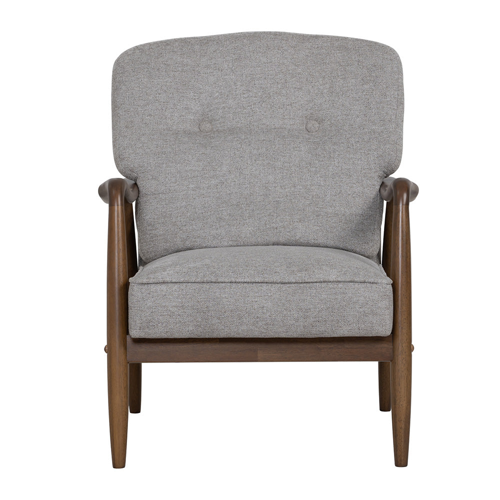 FIGARO Mid-Century Modern Lounge Chair - Walnut Wood Frame & Grey Upholstery - Perfect for Living Room, Office, or Reading Nook