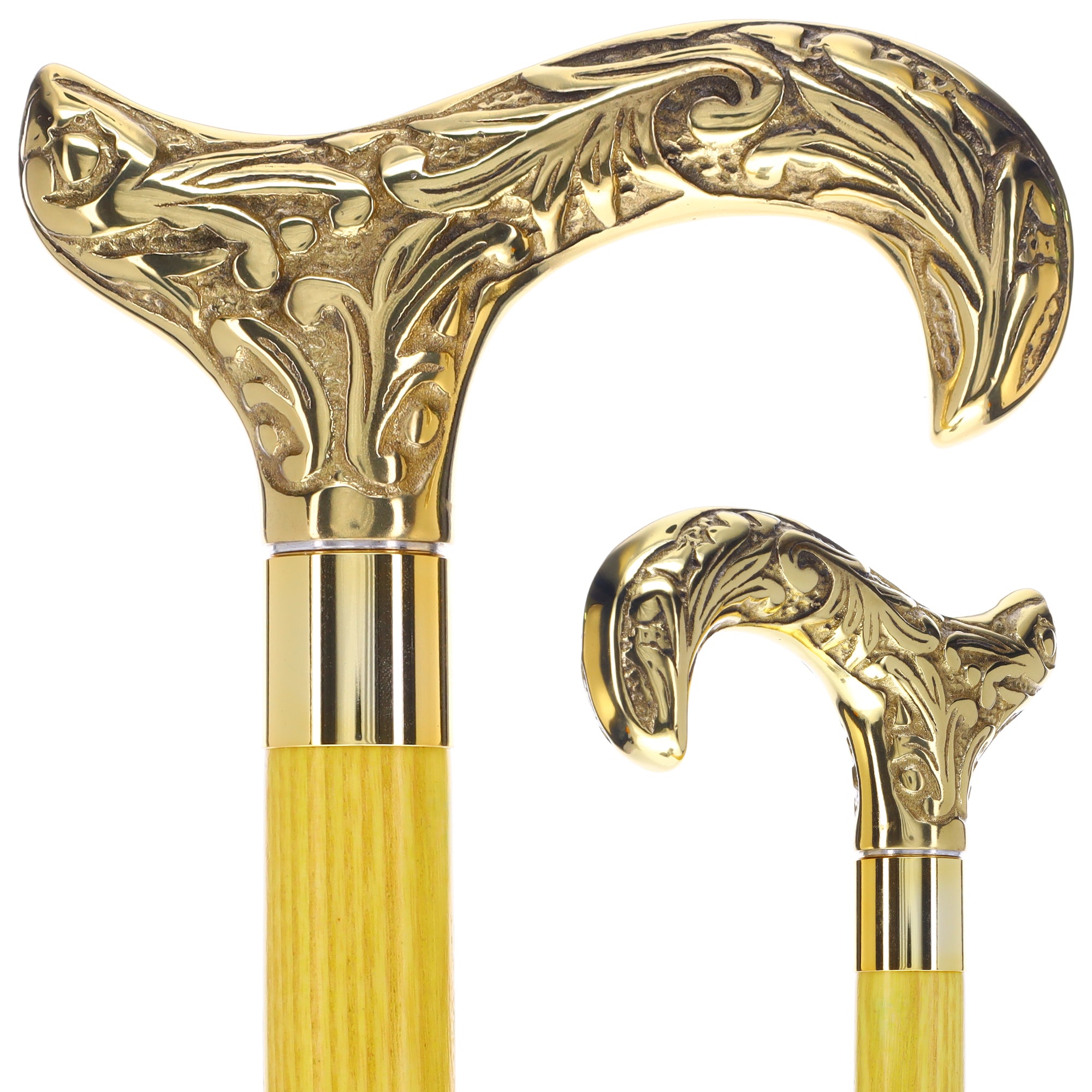 Premium Brass Derby Handle Walking Cane - Custom Stained Wood Shaft for Men & Women - Ideal for Fashion, Support & Mobility Assistance