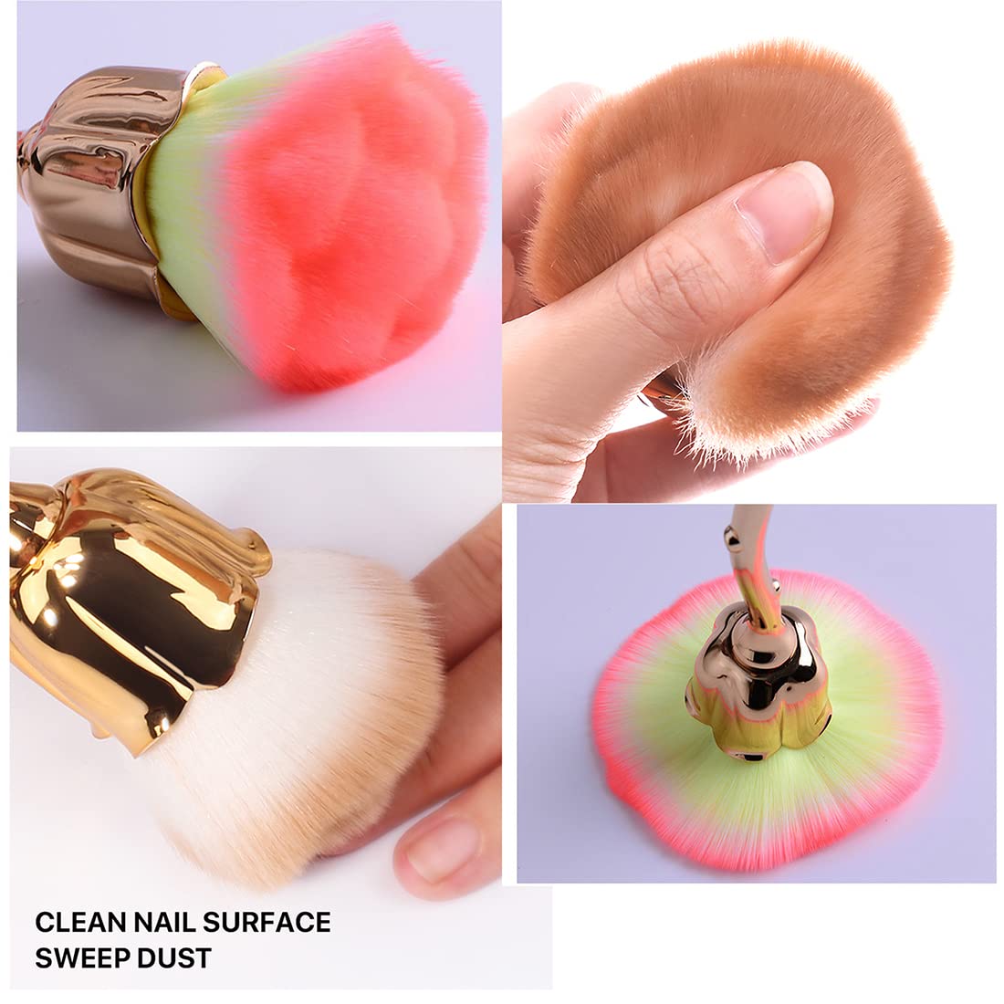 2 Pieces Rose Flower Makeup Brushes Set - Super Large Kabuki Brush for Face Powder, Blush & Loose Powder | Soft Bristle Cosmetic Brush for Professional Makeup & Nail Dust Application (Brown/Pink) - Perfect for Daily Beauty Routine & Salon Use