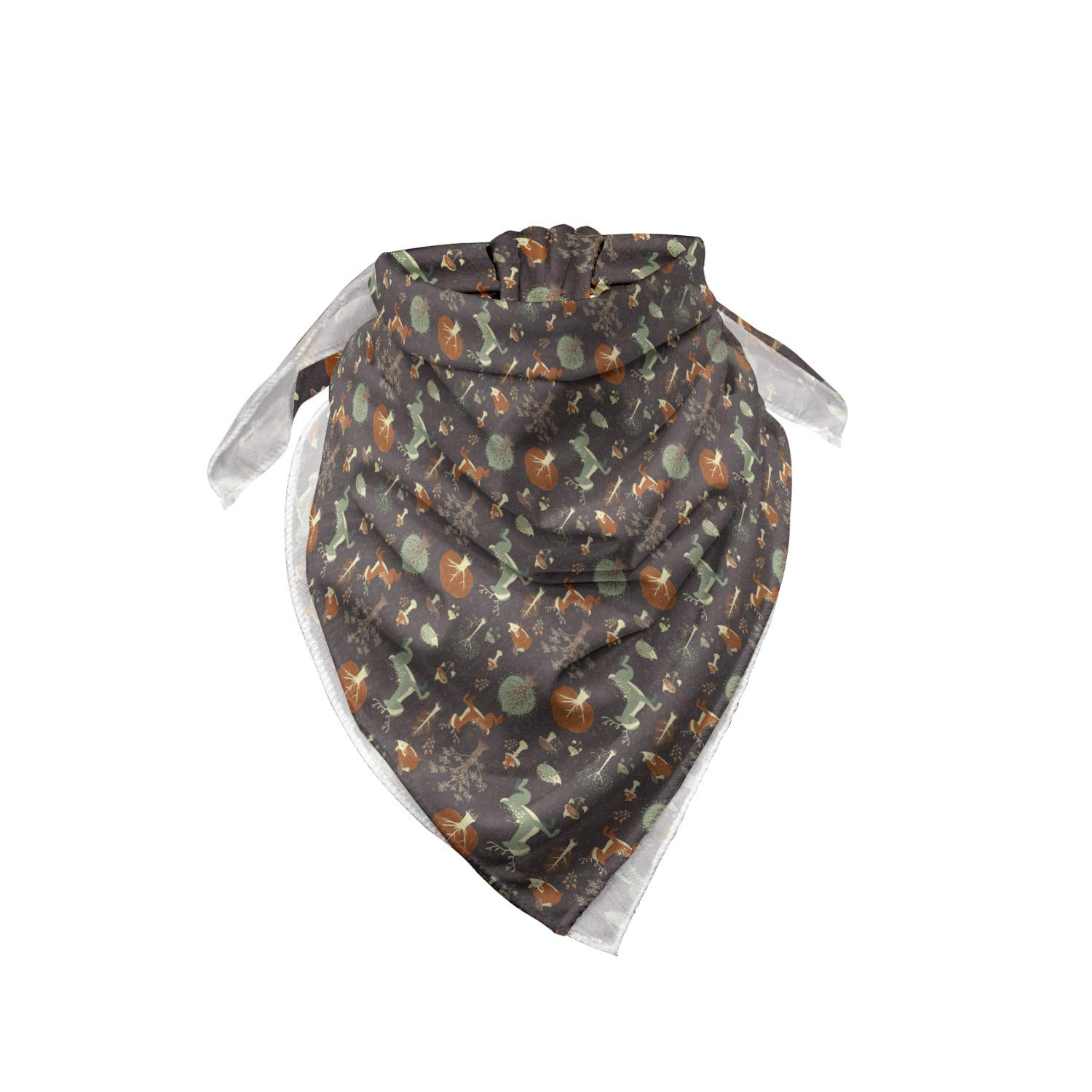 Ambesonne Folk Art Bandana - Animals, Mushrooms & Trees Print - Unisex Head & Neck Scarf for Men & Women - Perfect for Outdoor Activities, Music Festivals & Casual Wear