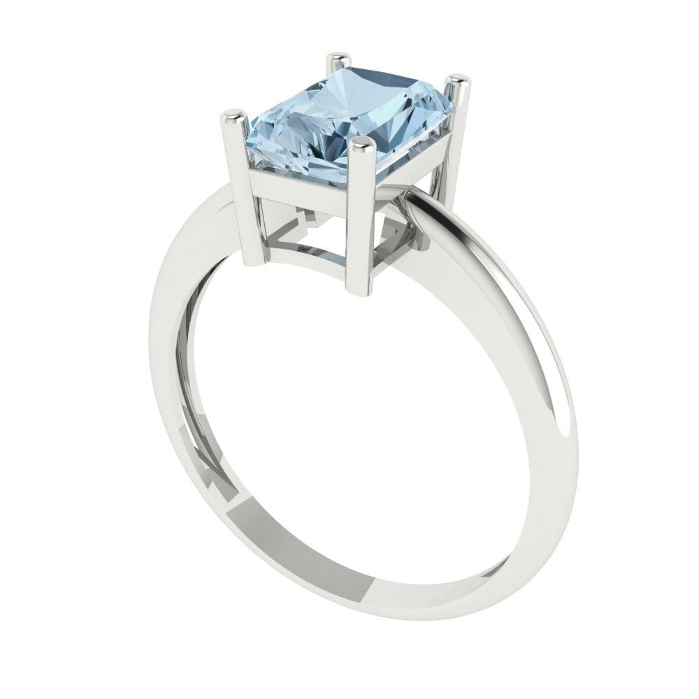 1.75ct Natural Swiss Blue Topaz Radiant Cut Solitaire Ring - 18k White Gold VVS1 Clarity for Engagement, Wedding, Anniversary & Promise - Perfect for Bridal Jewelry & Special Occasions