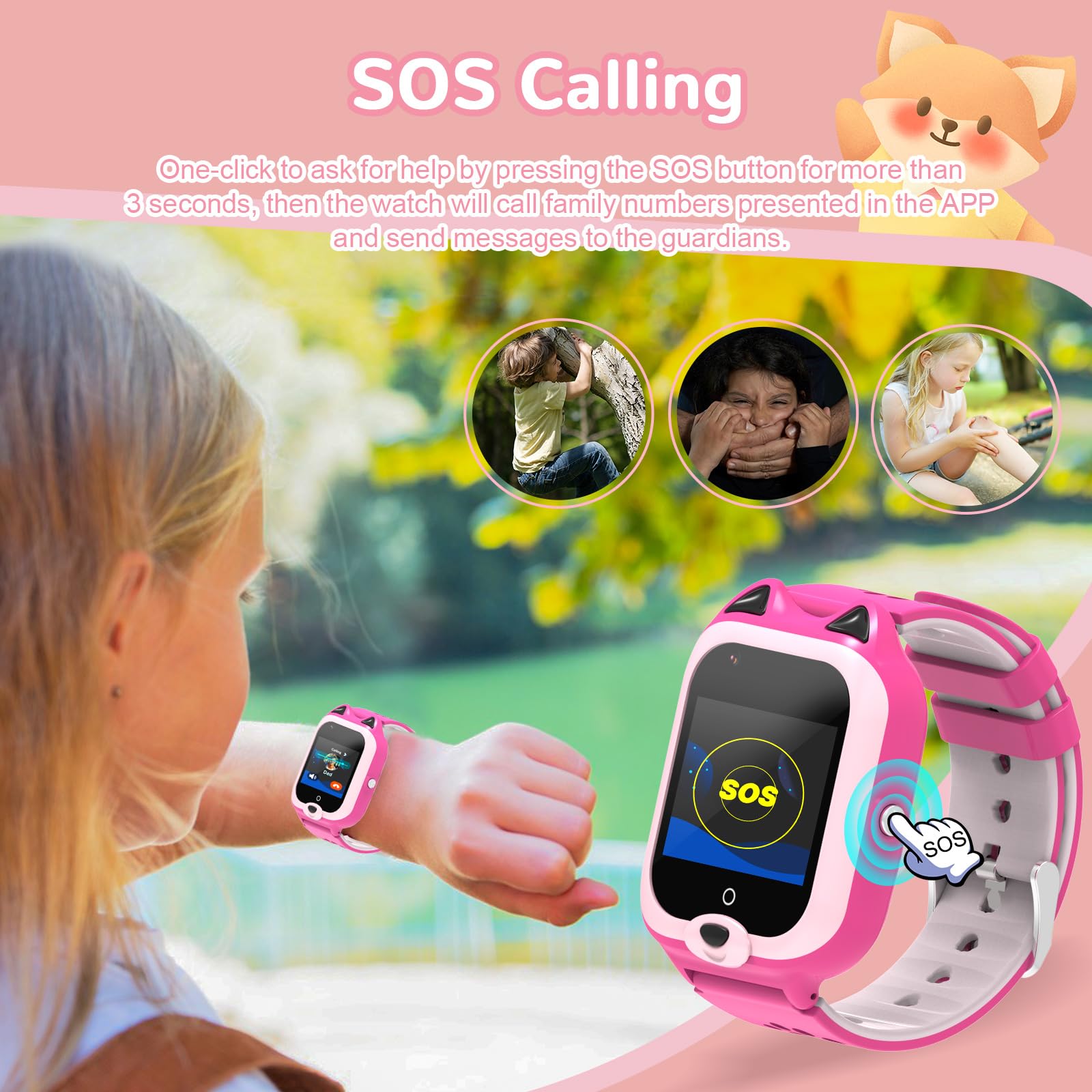 4G Kids Smart Watch for Boys & Girls - Unlocked SIM Card, GPS Tracker, Video Calling, SOS Alarm, 7 Puzzle Games, Waterproof Wrist Phone Watch with Silicone Lanyard - Perfect for School, Outdoor Play & Family Safety