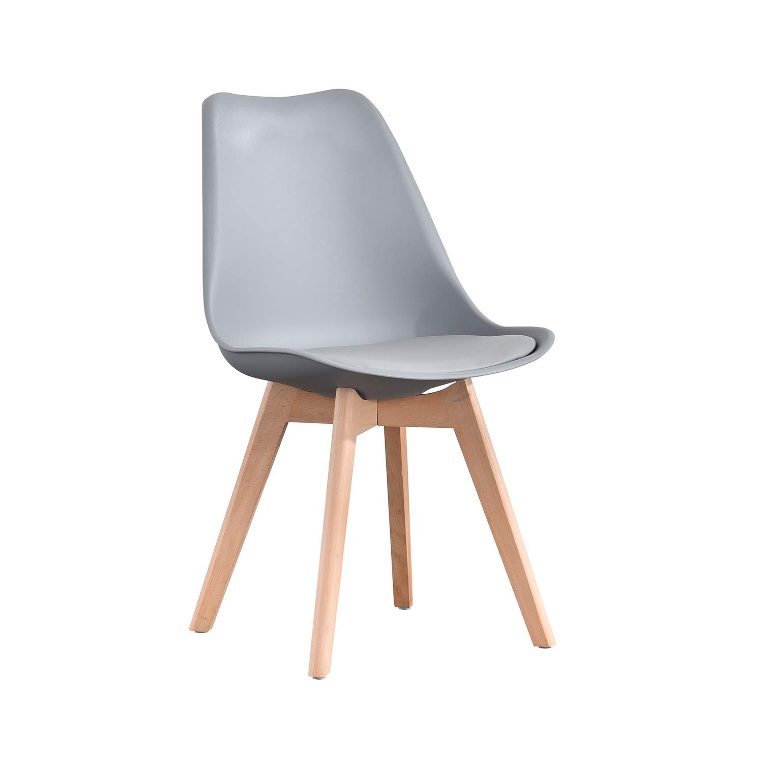 4-Piece Scandinavian Modern Dining Chair Set with PU Cushions - Mid-Century Shell Accent Chairs for Living Room, Bedroom & Kitchen (Gray) - Perfect for Small Spaces & Contemporary Home Decor