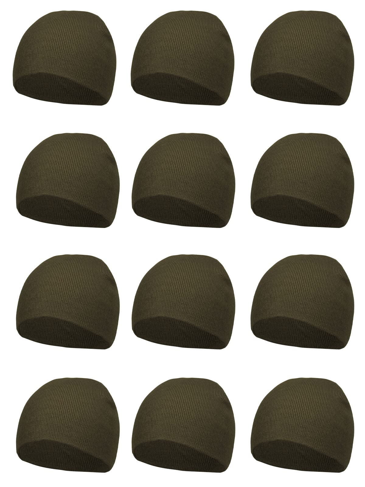 Premium 12-Piece Short Skull Cap Cuffless Beanies Set - Soft Stretchy Winter Hats for Men & Women - Perfect for Cold Weather, Outdoor Sports, and Casual Wear