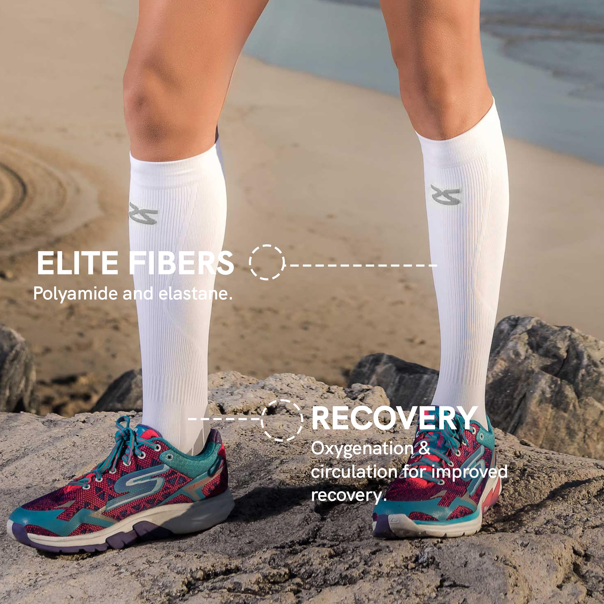 Zensah Tech+ Compression Socks - Best Knee High Running Socks for Sports, Travel & Recovery - Made in Italy - Perfect for Marathon, Hiking & Long Flights