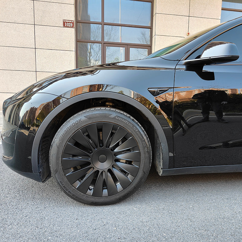 Tesla Model Y 19 Inch Gemini Wheel Covers (4-Piece Set) - Sleek Matte Black Induction Style Hub Caps - Perfect for Protection & Aesthetic Upgrade on Model Y 2017-2023