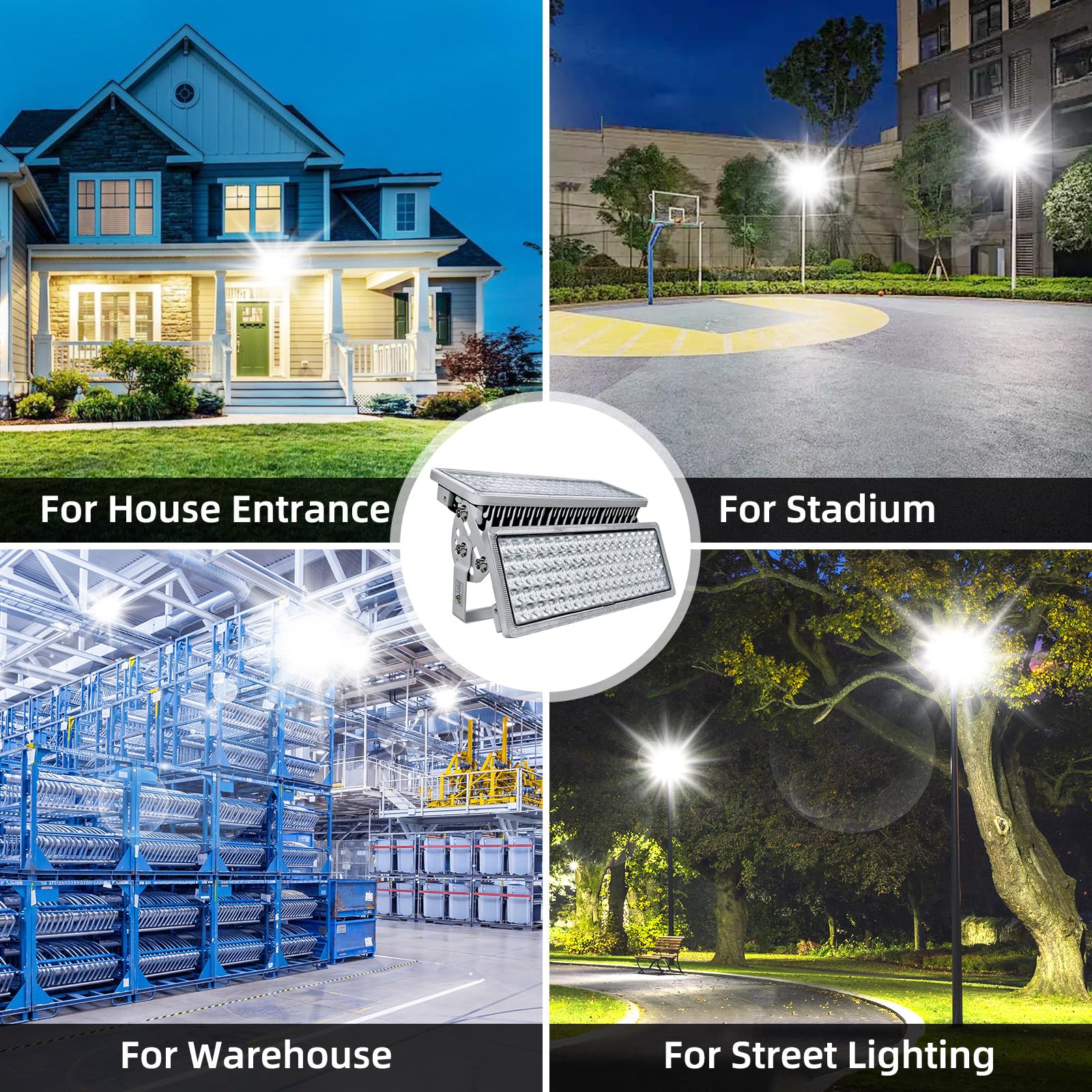Kekeou 200W LED Flood Lights Outdoor - 28000LM 6500K Stadium Lights, IP67 Waterproof Adjustable Lighting Angle for Backyard, Arena, Parking Lot, Garden & Sports Field