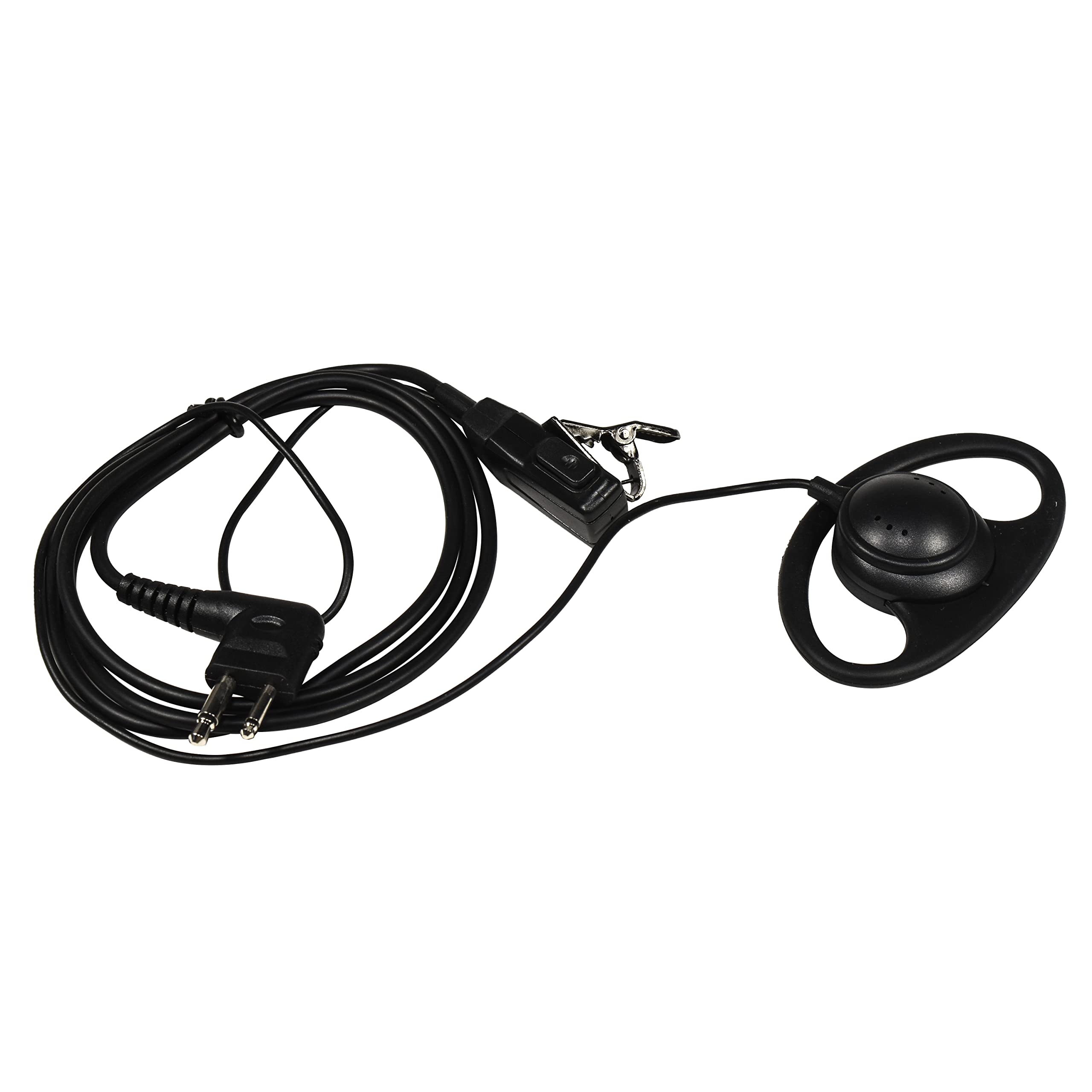 HQRP 2-Pack D-Shaped Earpiece Headset with PTT Mic - Compatible with Motorola DTR550, DTR650, DTR410, CLS1450C, CLS1450CB - Perfect for Security, Construction & Two-Way Radio Communication
