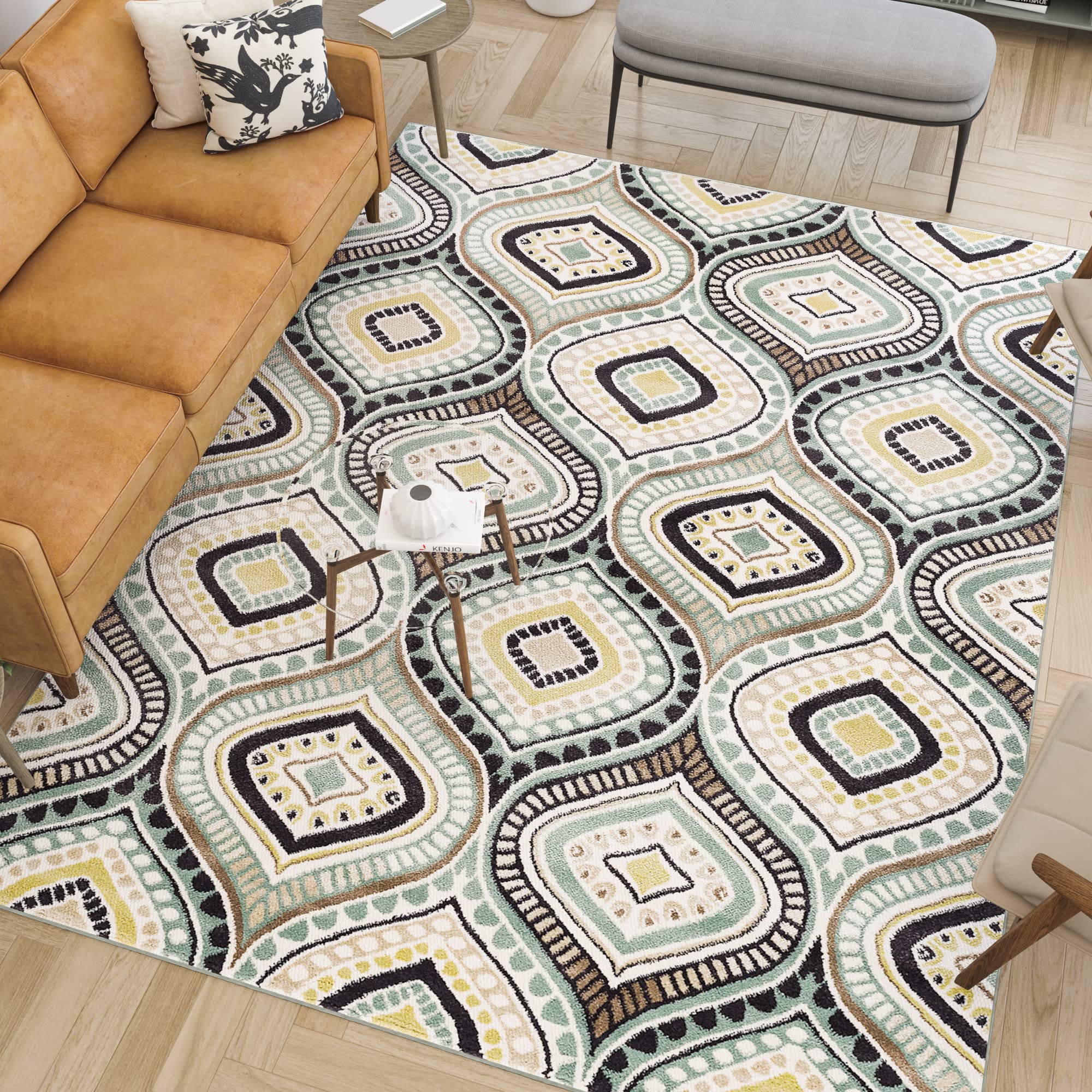 Modern 5x7 Area Rug - Soft Contemporary Indoor Carpet for Living Room, Bedroom, Dining Room, Kitchen & Entryway - Non-Slip Low Pile Rugs for Home Decor - Perfect for Cozy Spaces & High Traffic Areas