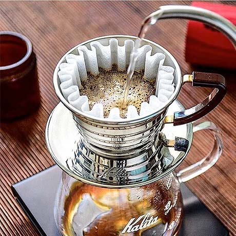 Premium Kalita Stainless Steel Wave Dripper 155 - Japanese Pour Over Coffee Maker for Specialty Brewing at Home or Cafe | Perfect Gift for Coffee Lovers