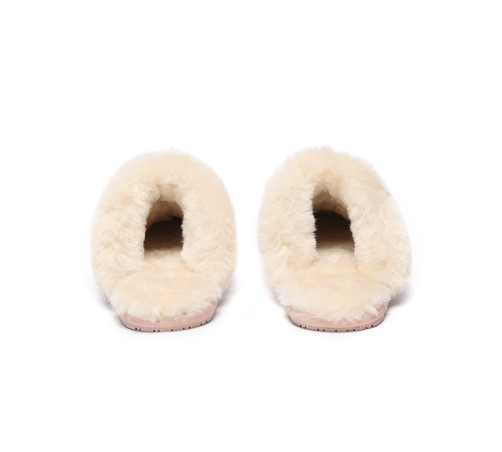 EVERAU® Women's UGG Slippers - Genuine Sheepskin Wool Suede Scuff Slippers for Women - Soft & Warm Indoor/Outdoor House Shoes - Perfect for Winter, Lounge & Home Comfort