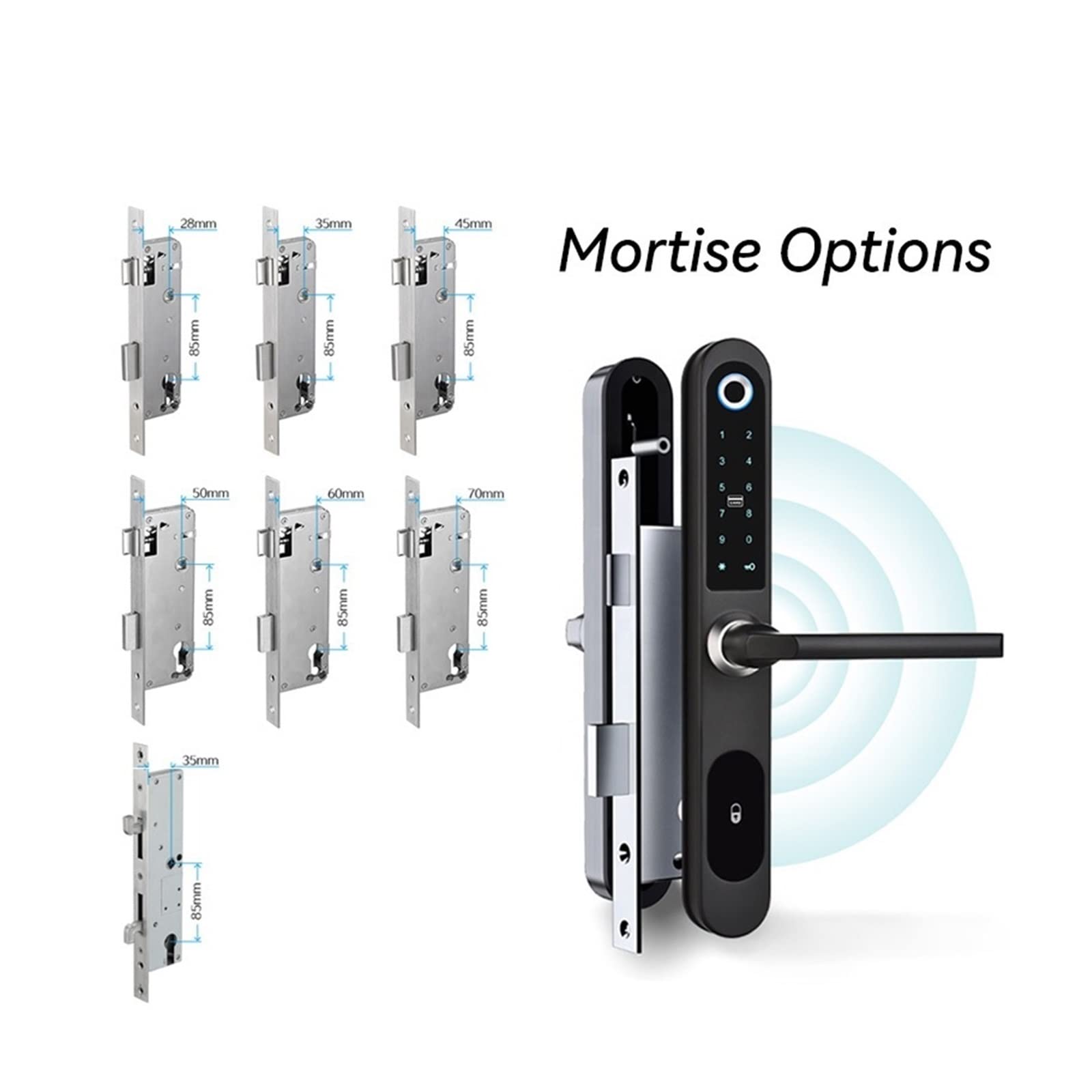 Smart Tuya App-Enabled Aluminum Patio Sliding Glass Door Lock - Keypad, Fingerprint & RFID Electronic Security Lock with Double Hooks Mortise (Straight-01, 22 240 2885) | Ideal for Home, Office & Commercial Spaces