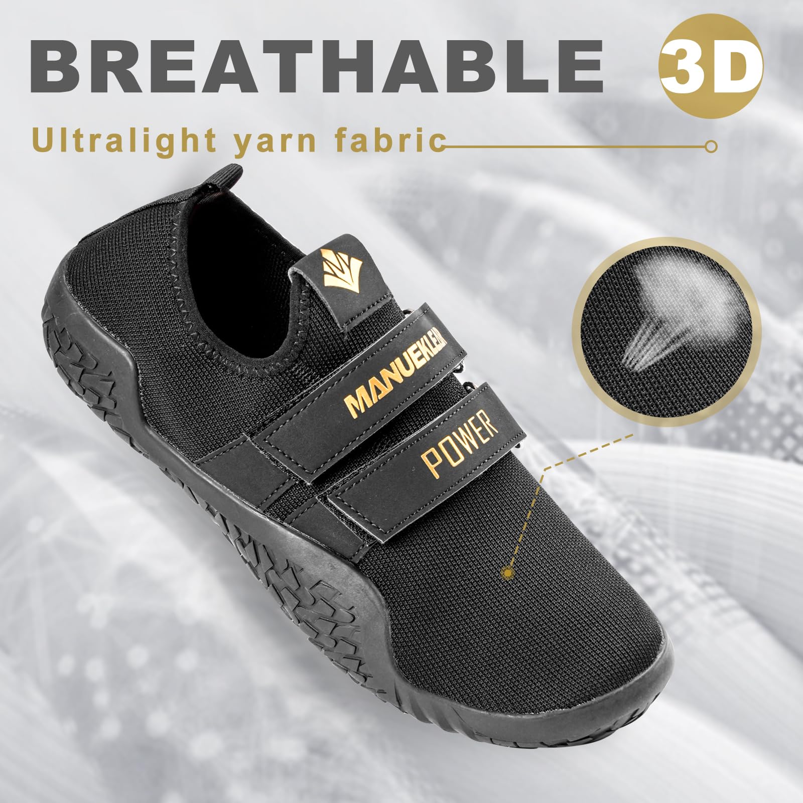 MANUEKLEAR Deadlift Shoes for Men & Women - Weightlifting Squat Shoes with Arch Support - Cross-Trainer Barefoot Gym Sneakers for Powerlifting, Strength Training & Fitness Workouts - Ideal for Deadlifts, Squats & CrossFit