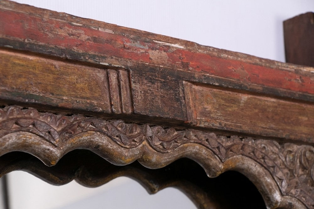 Hand Carved Indian Arch Mehrab Window Frame Mirror - Chocolate Brown - Perfect for Home Decor, Living Room, Bedroom & Boho Style Interiors