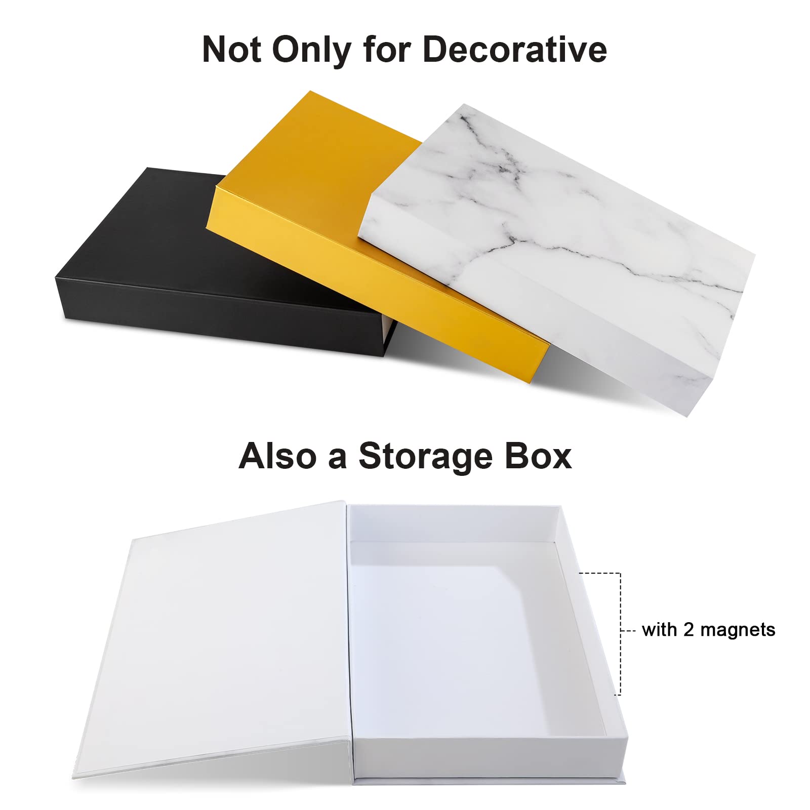 Decorative Books Boxes Set of 3 - Faux Books for Home Decor, Coffee Table & Bookshelf Decoration - Fake Book Storage Boxes with Stickers - Perfect for Living Room, Office & Gift Giving