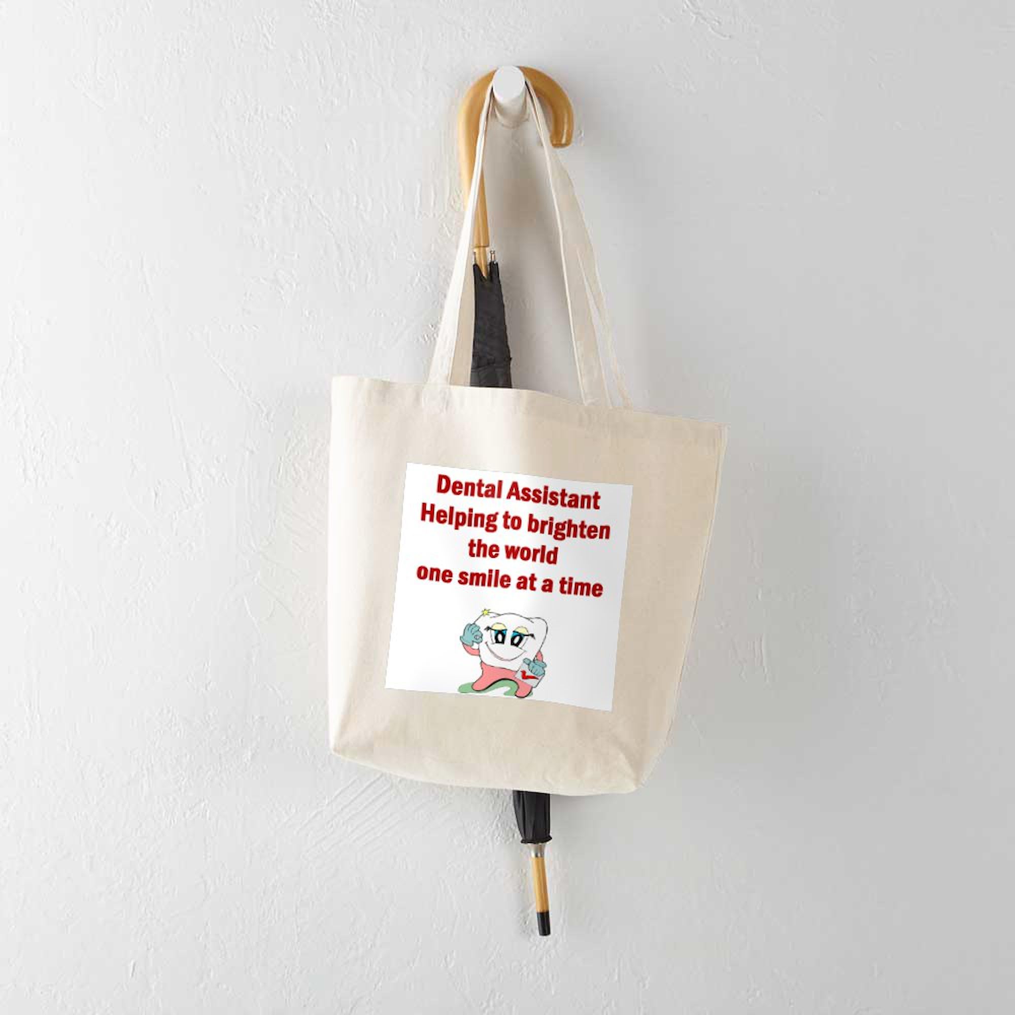 Dental Assistant Tote Bag - Natural Canvas Reusable Shopping Bag for Dental Professionals | Perfect for Work, School & Groceries
