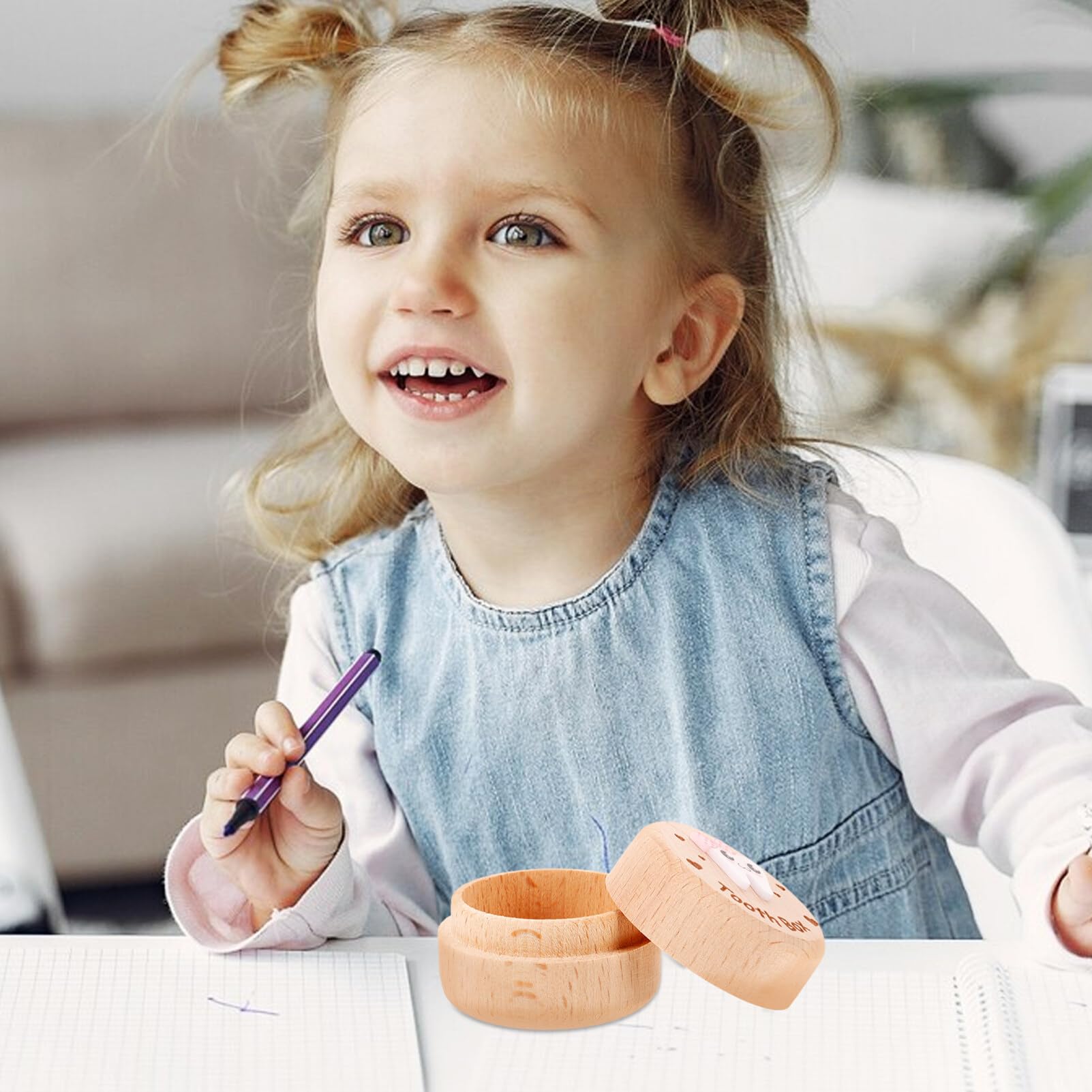 VICASKY Wooden Baby Tooth Keepsake Box - First Lost Tooth Holder for Kids with Hair Storage - Tooth Fairy Gift & Memory Box for Baby's Milestones - Perfect for Nursery, Baby Shower & First Birthday Gifts