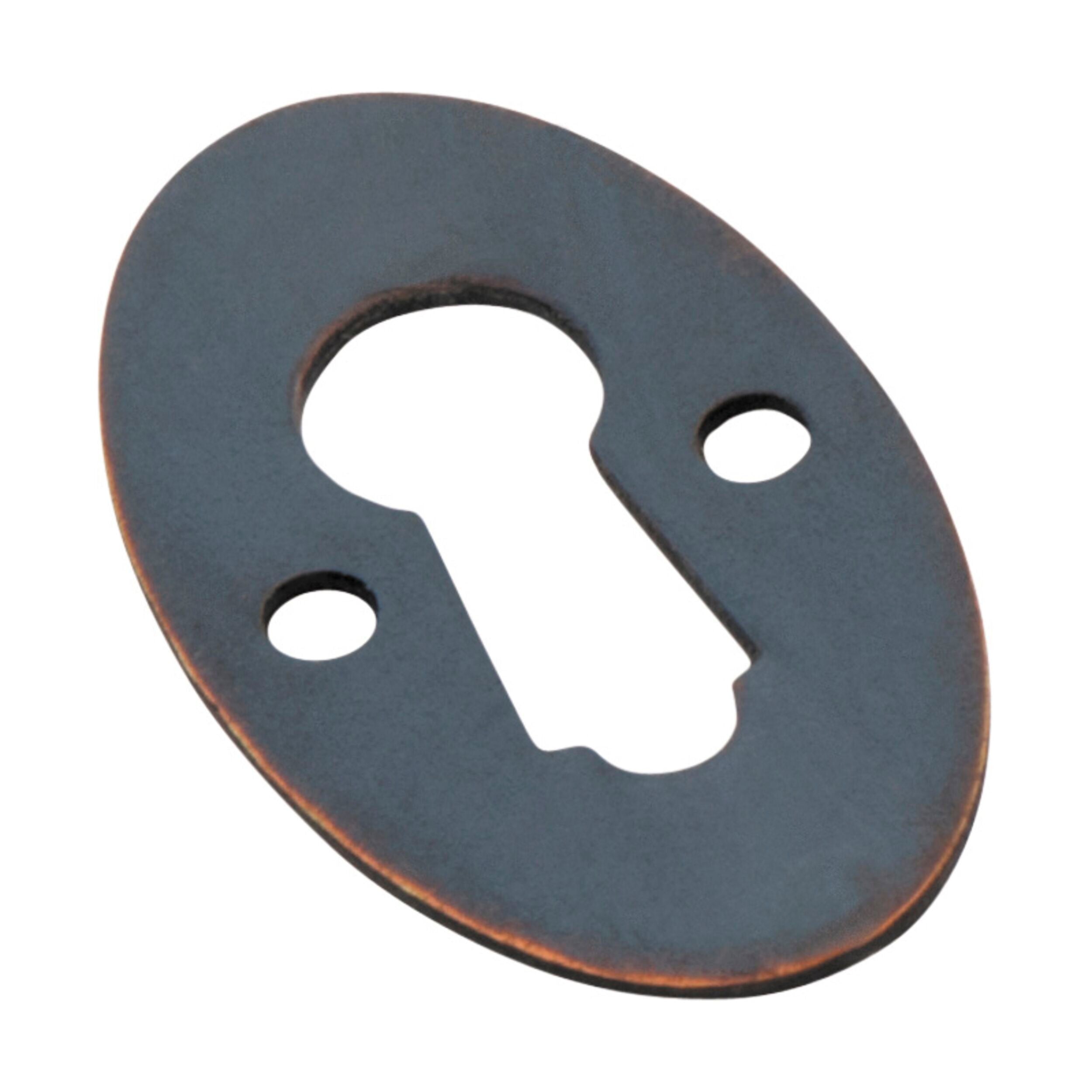 3813 Oval Antique Copper Cupboard Escutcheon - 28mm x 16mm (H x W) - Vintage Cabinet Hardware for Kitchen & Bathroom Decor
